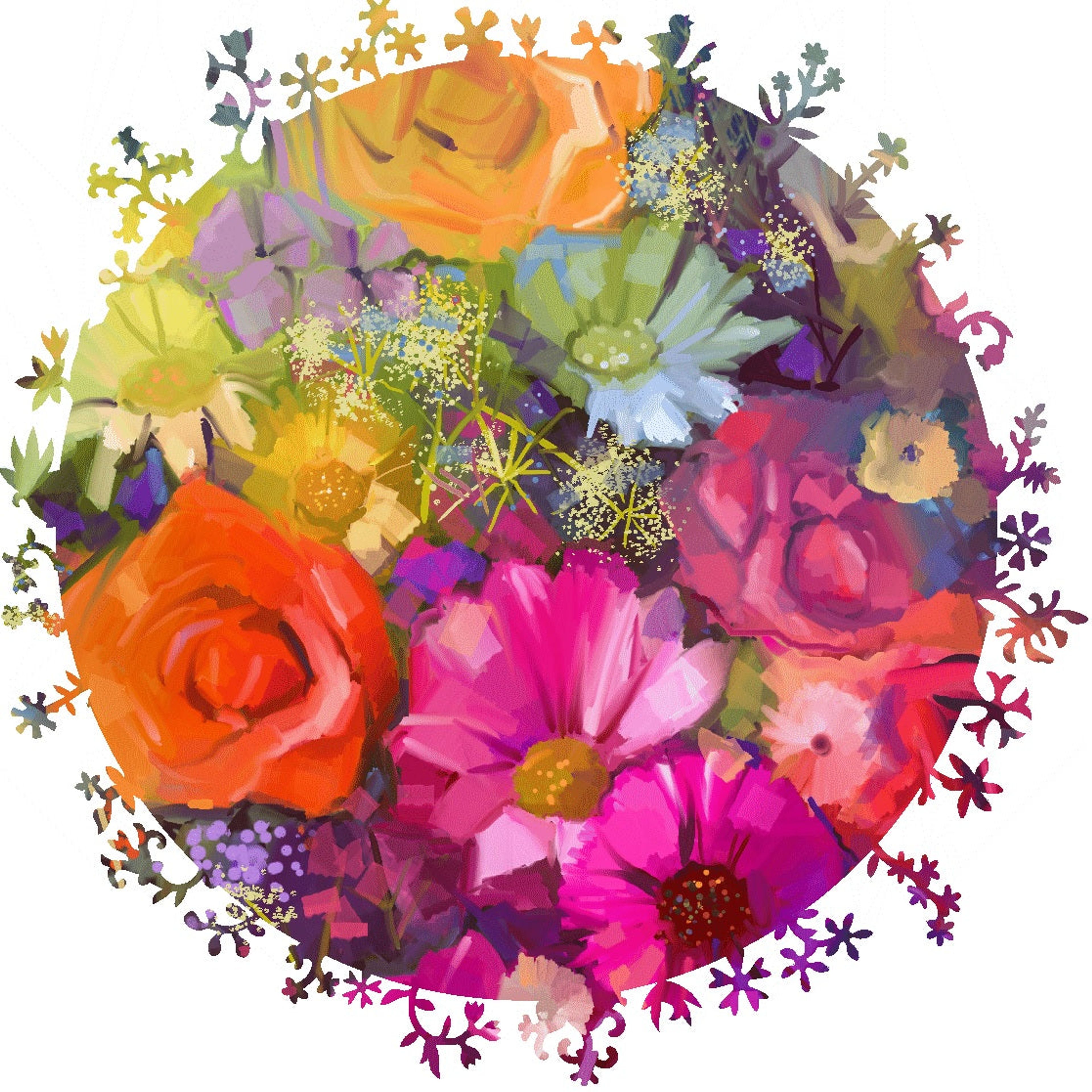 Circle of Flowers (392 Piece Shaped Flower Wooden Jigsaw Puzzle)