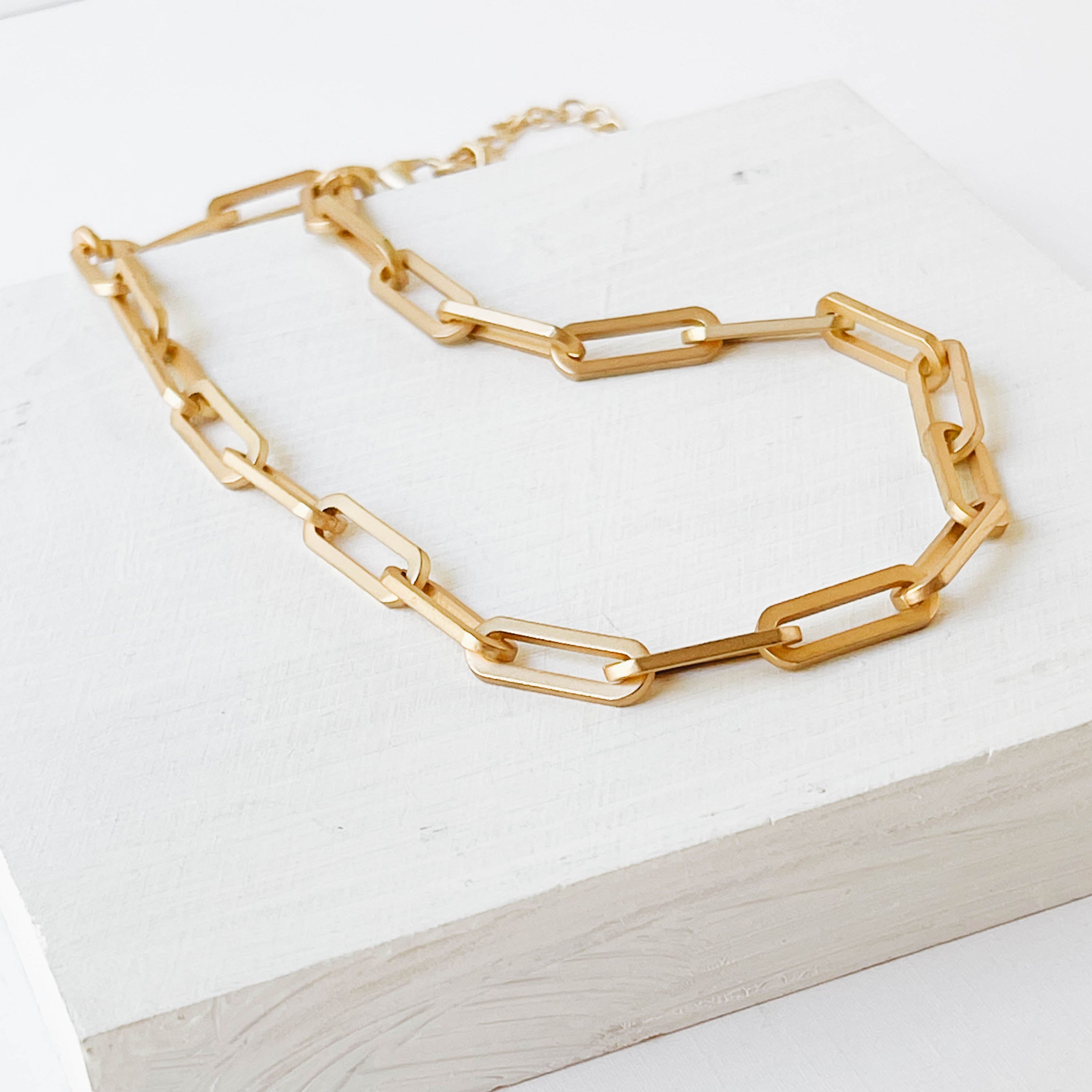 Chunky Adjustable Gold Paperclip Chain necklace