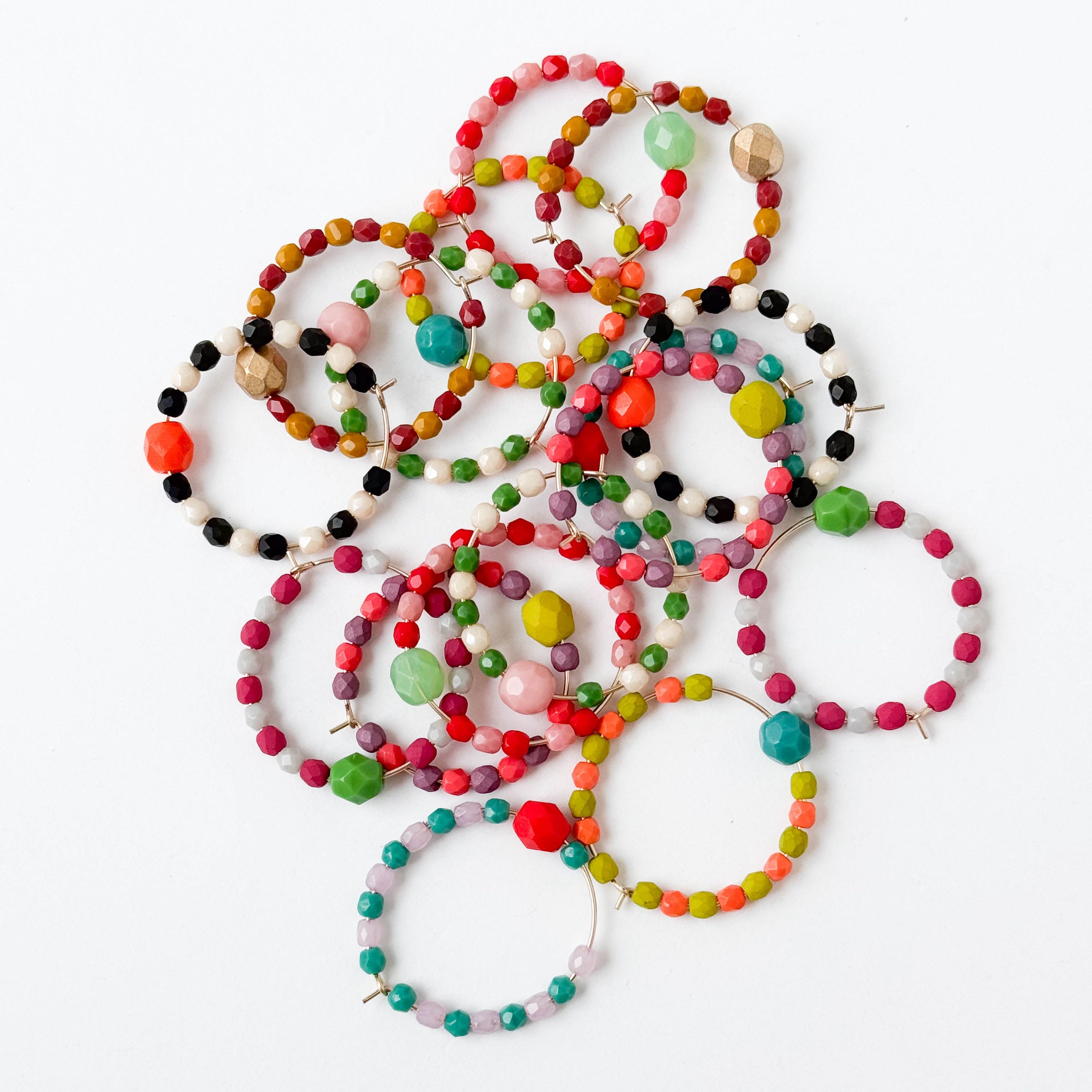 Colorful Gold Filled Hoops with Beads