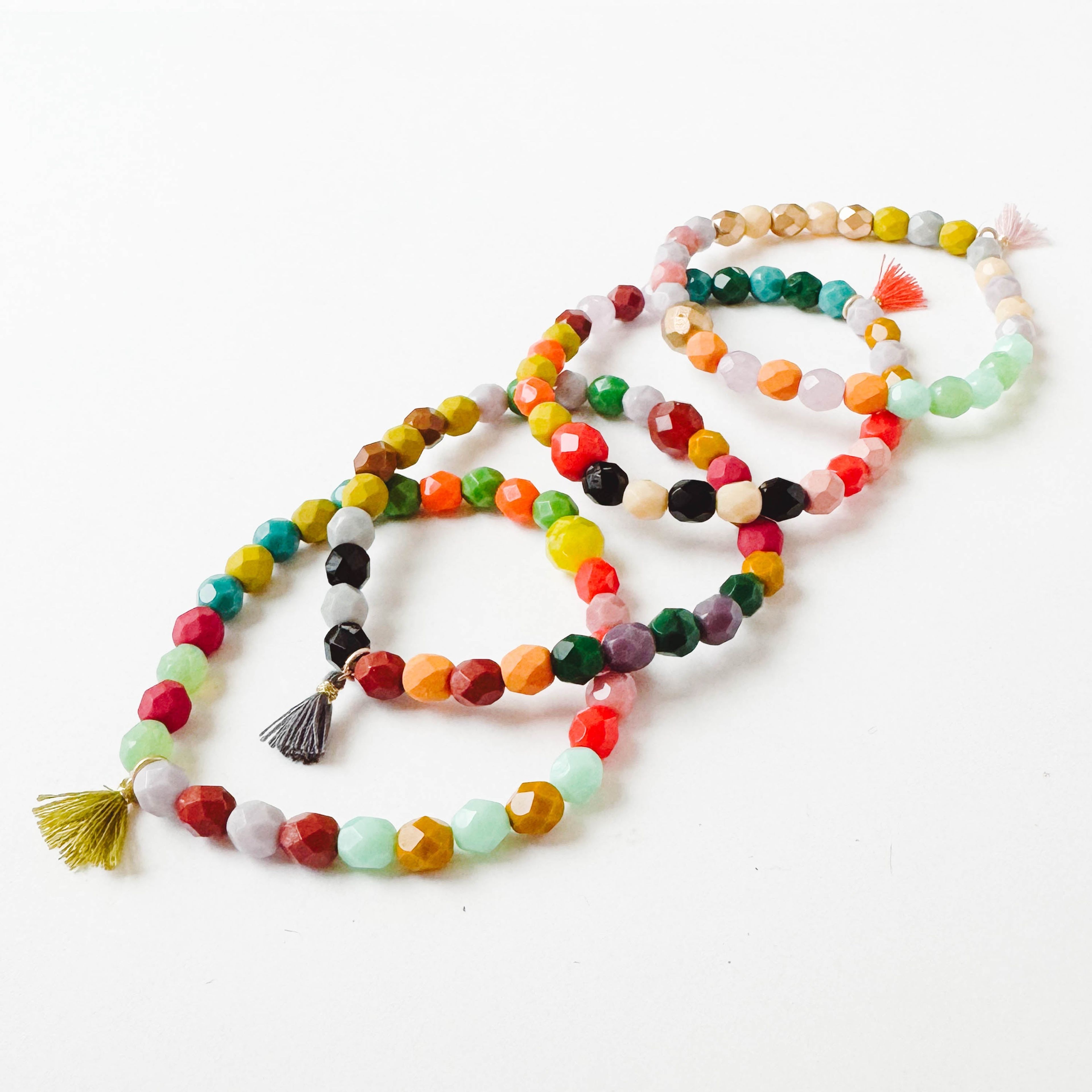 Colorful Bead Bracelet With Tassel - WS