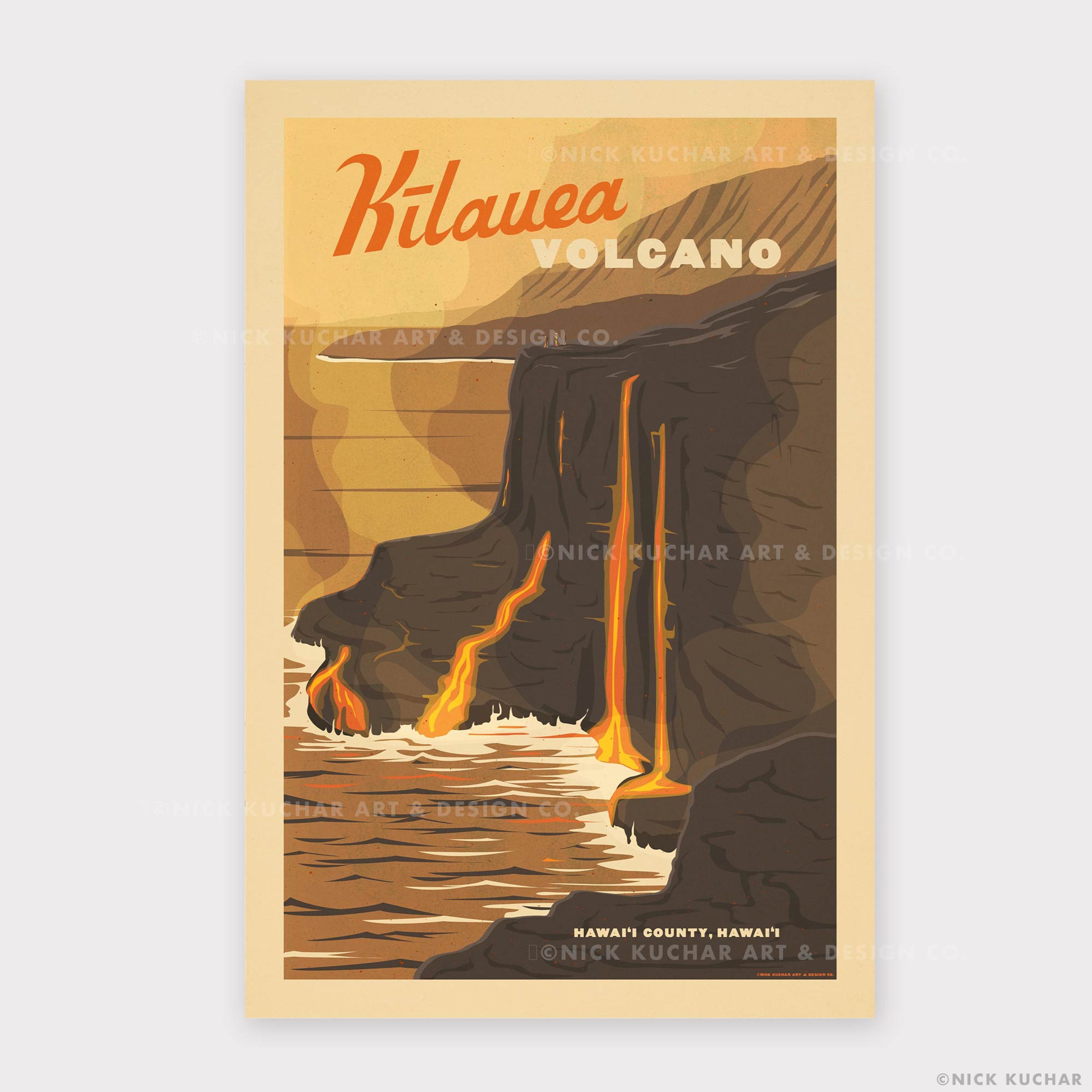 Kilauea Volcano - 12x18 Hawaii Travel Print