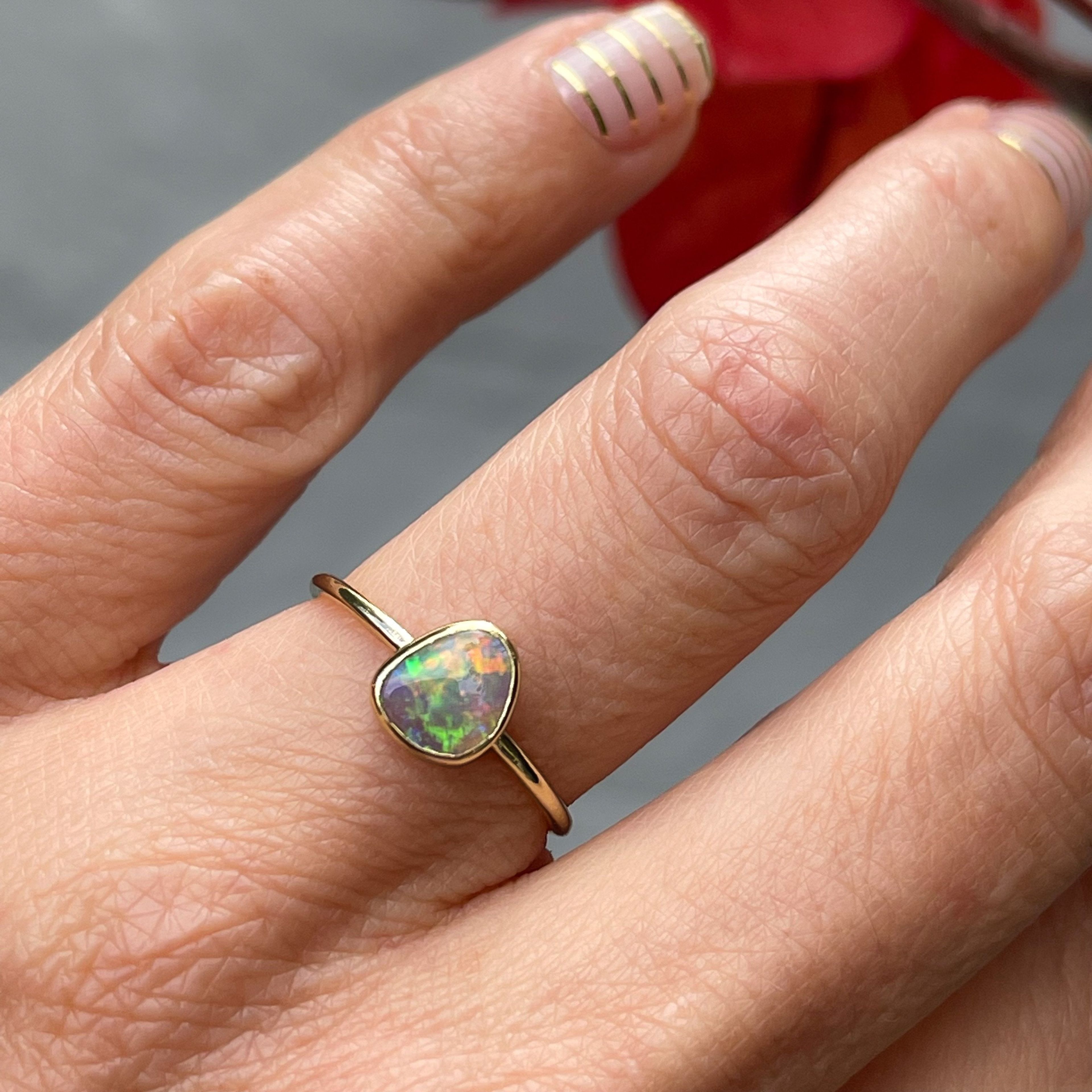Dreamscape No. 12 Gold Crystal Opal Ring