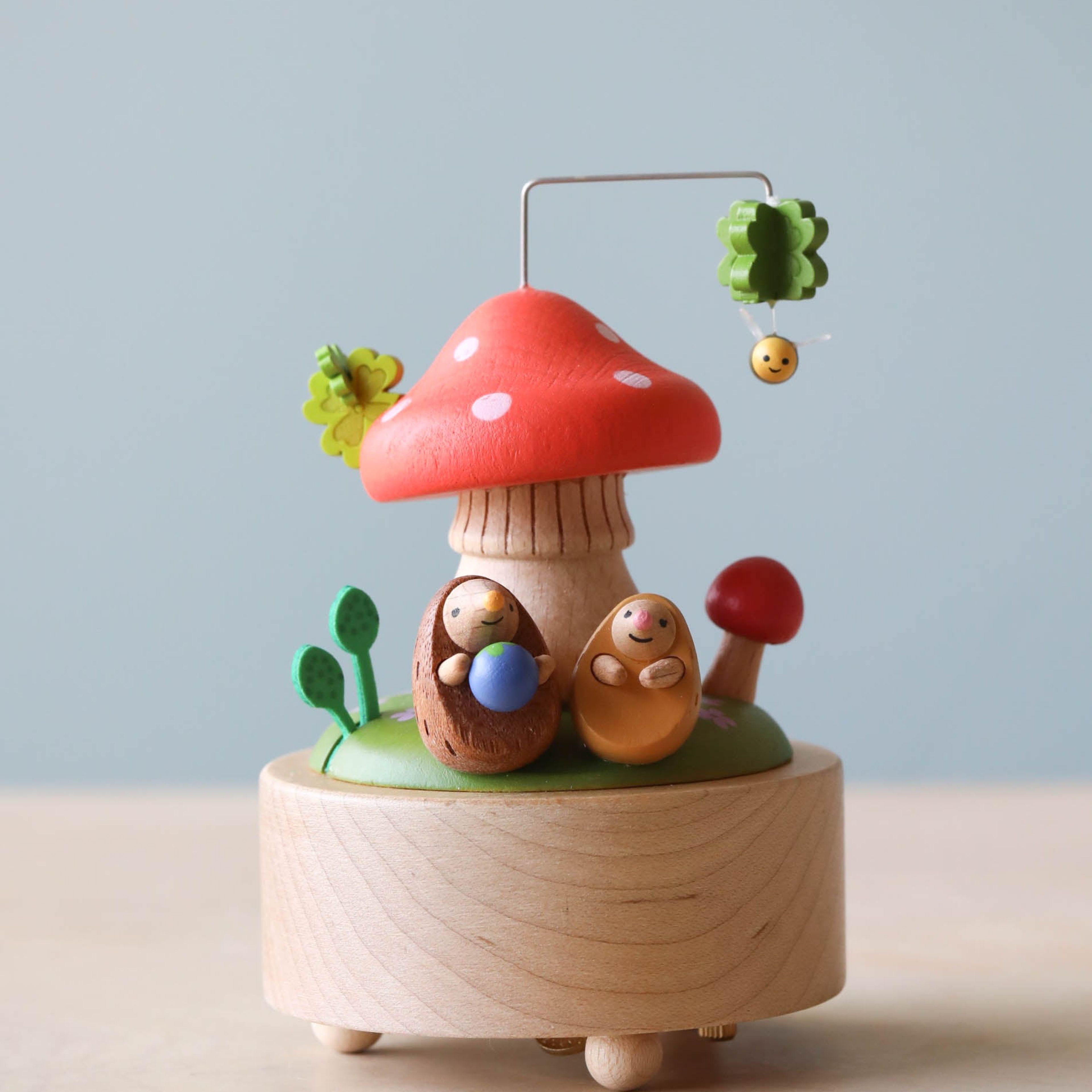 Mini Wooden Mushroom & Hedgehogs Music Box