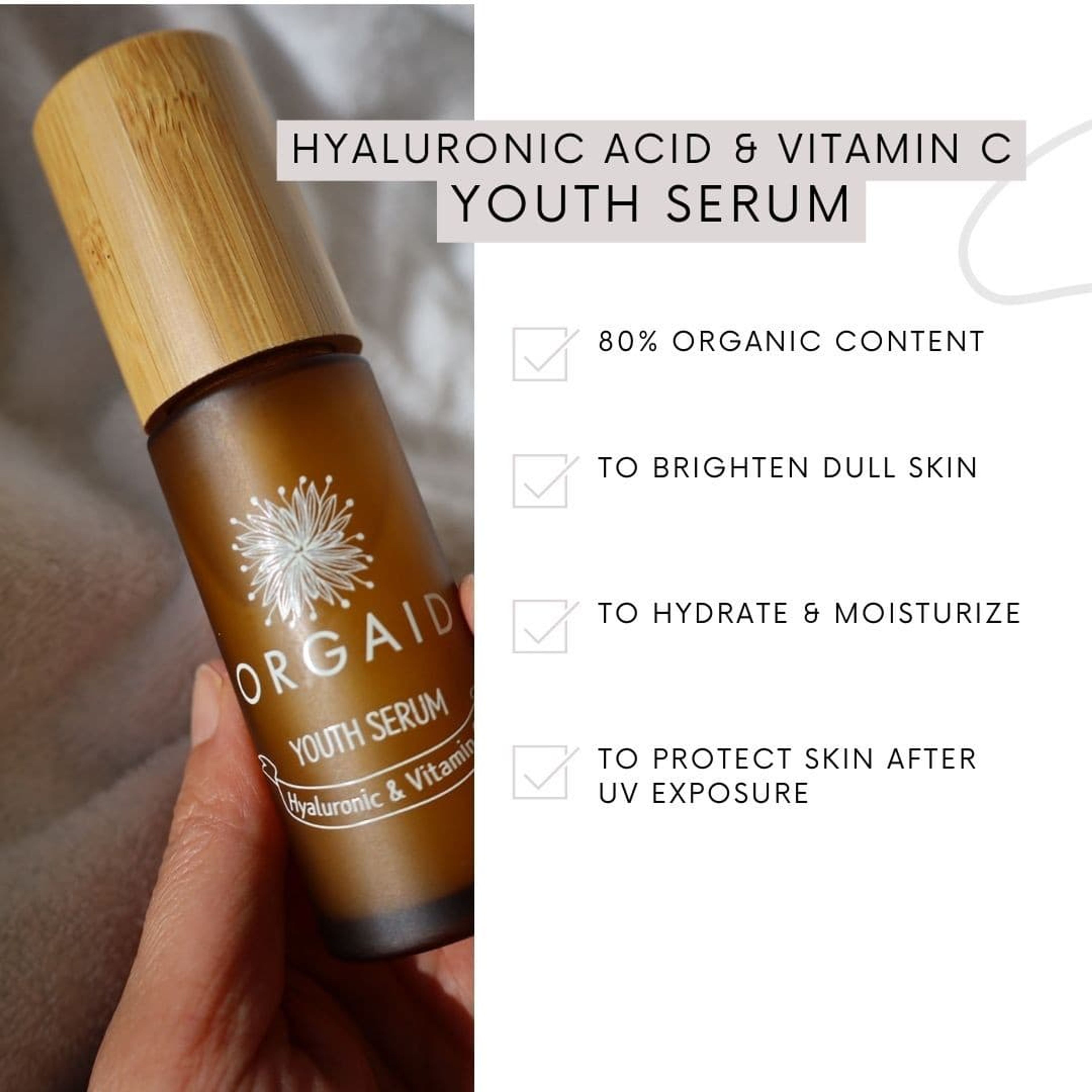 ORGAID Youth Serum, Vitamin C and Hyaluronic Acid