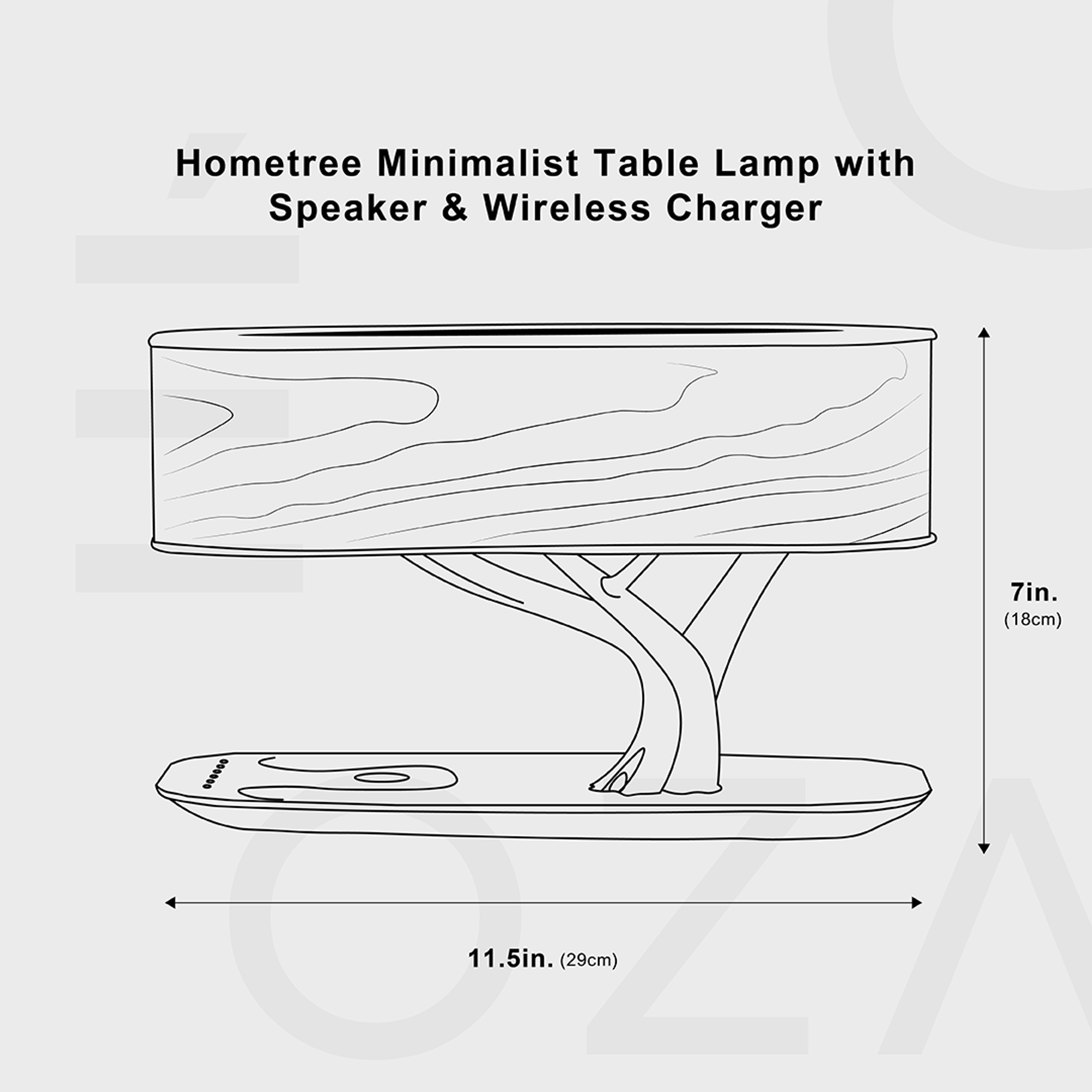 Hometree Minimalist Table Lamp with Speaker & Wireless Charger