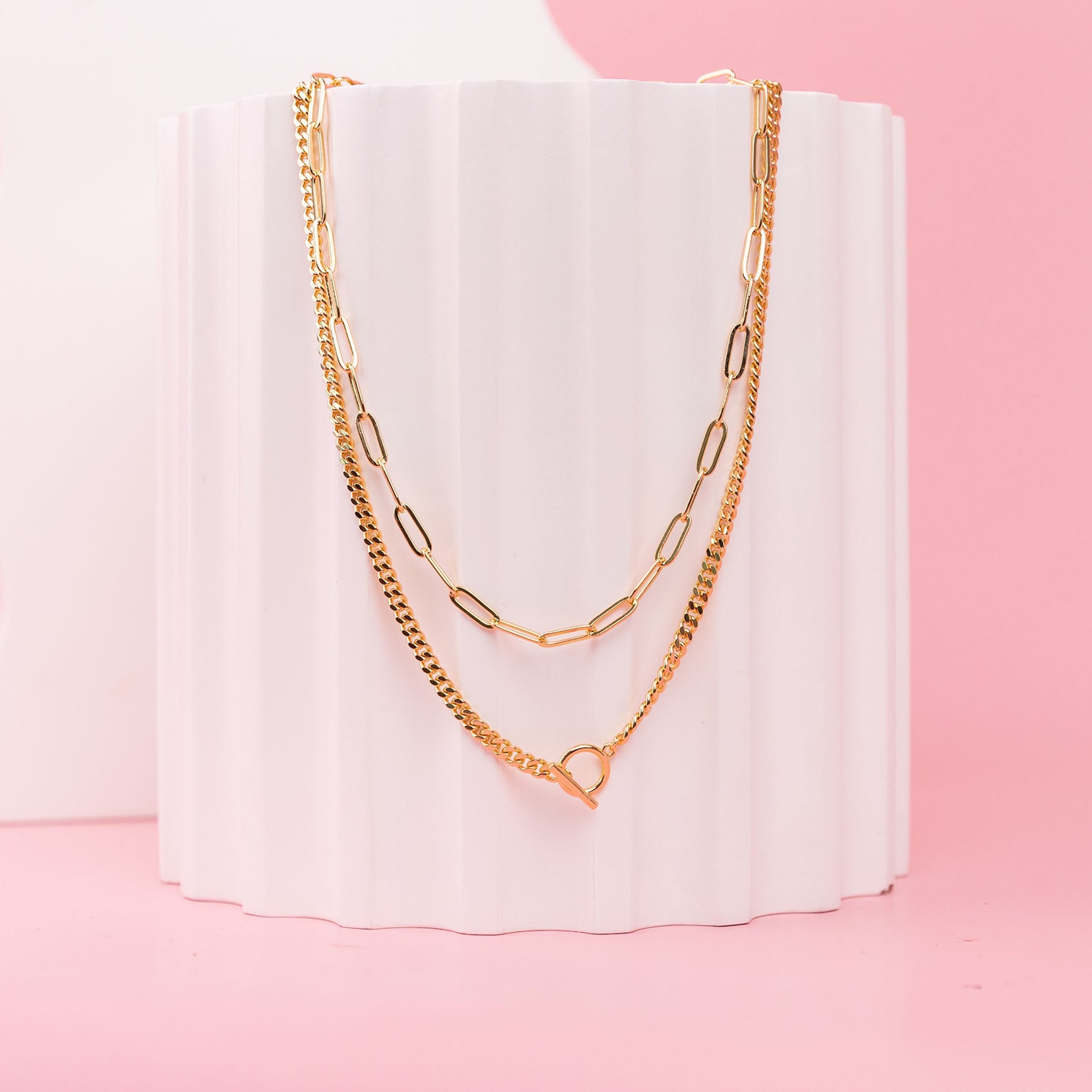 Layered Chain Circle Necklace