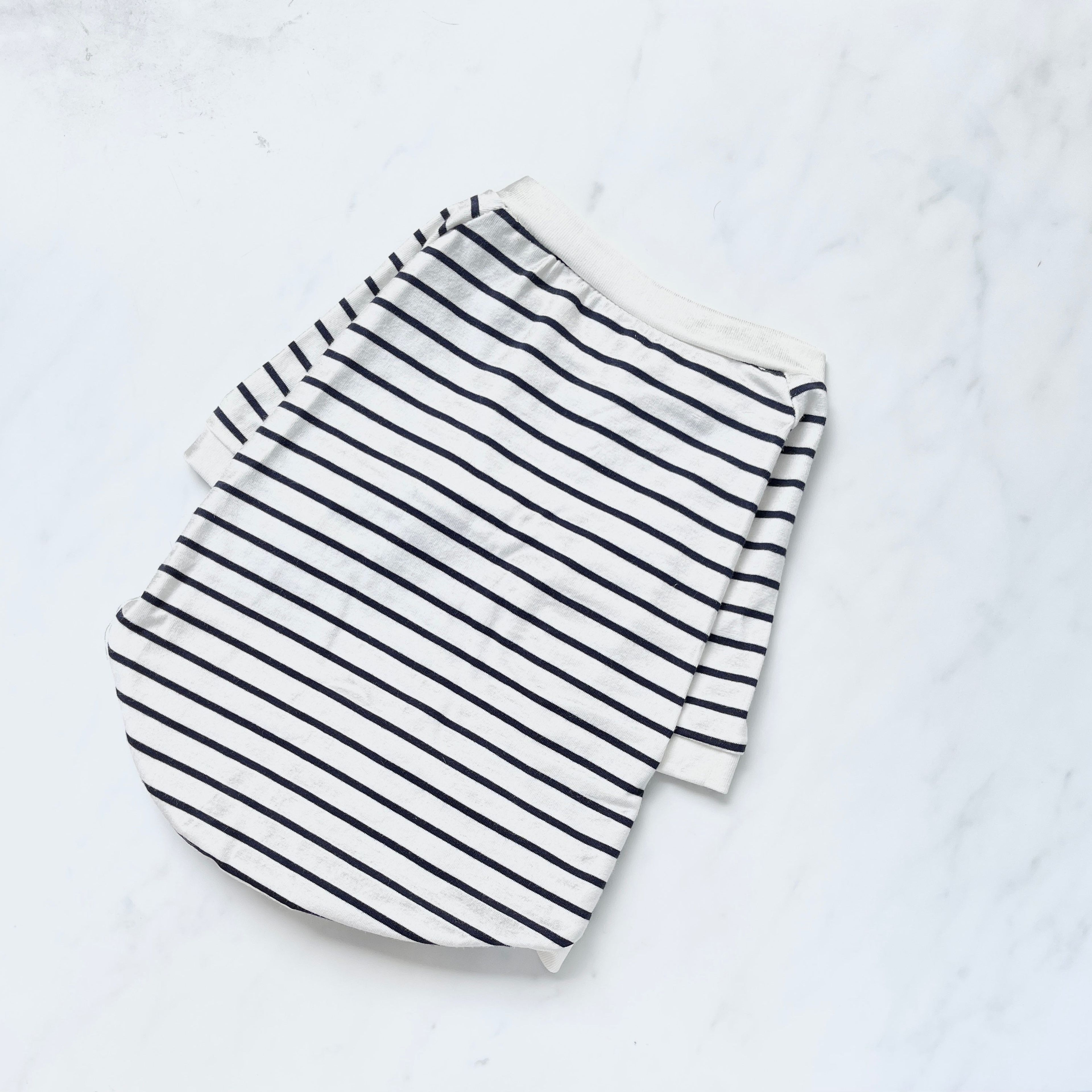 Navy and White fine Striped Tee