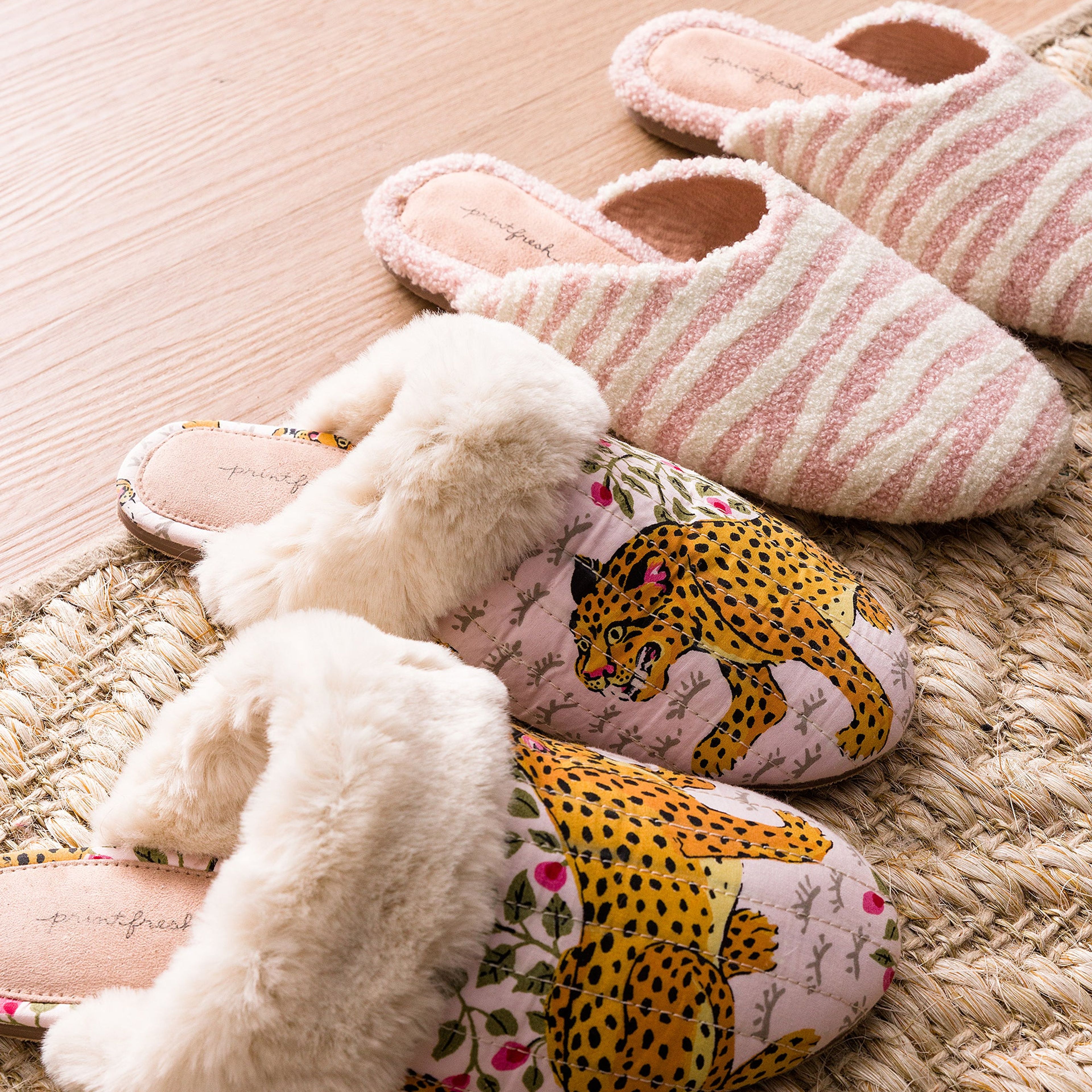 Bagheera - Quilted Faux Fur Slippers - Blush