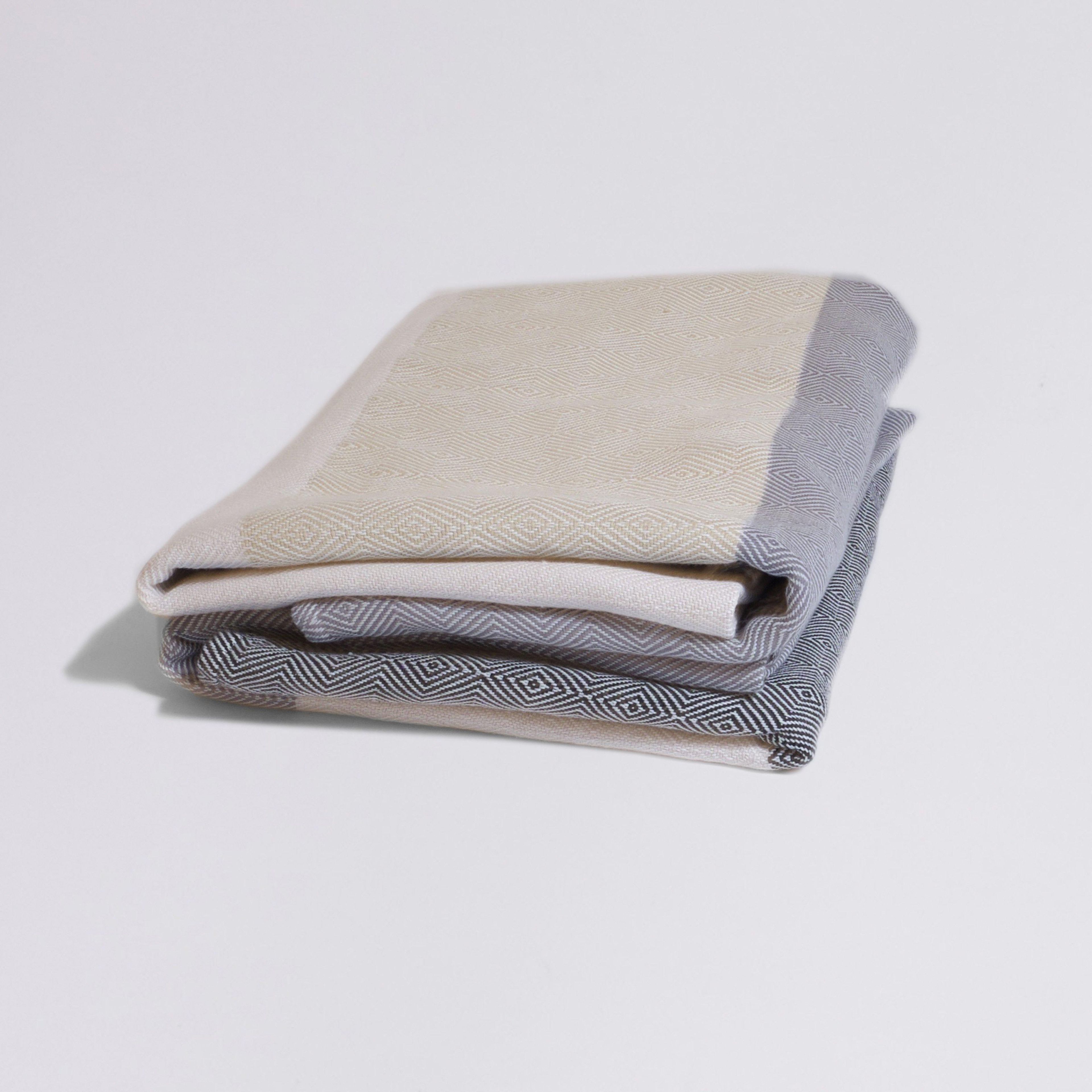 *SALE* Meditation Blanket / Shawl - Cream Straw Grey Stripe
