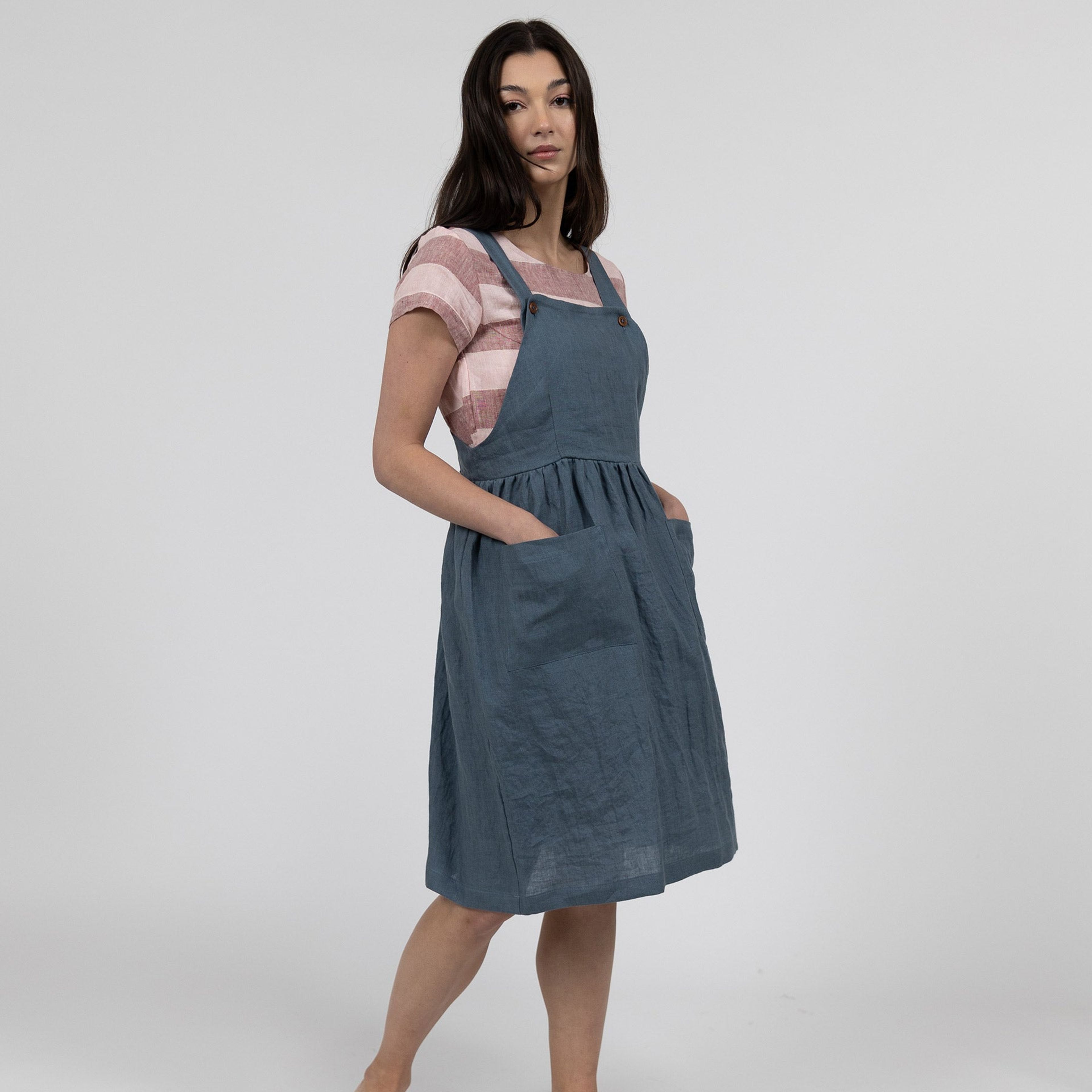 Model No.32 The Pinafore Dress in Prussian Blue