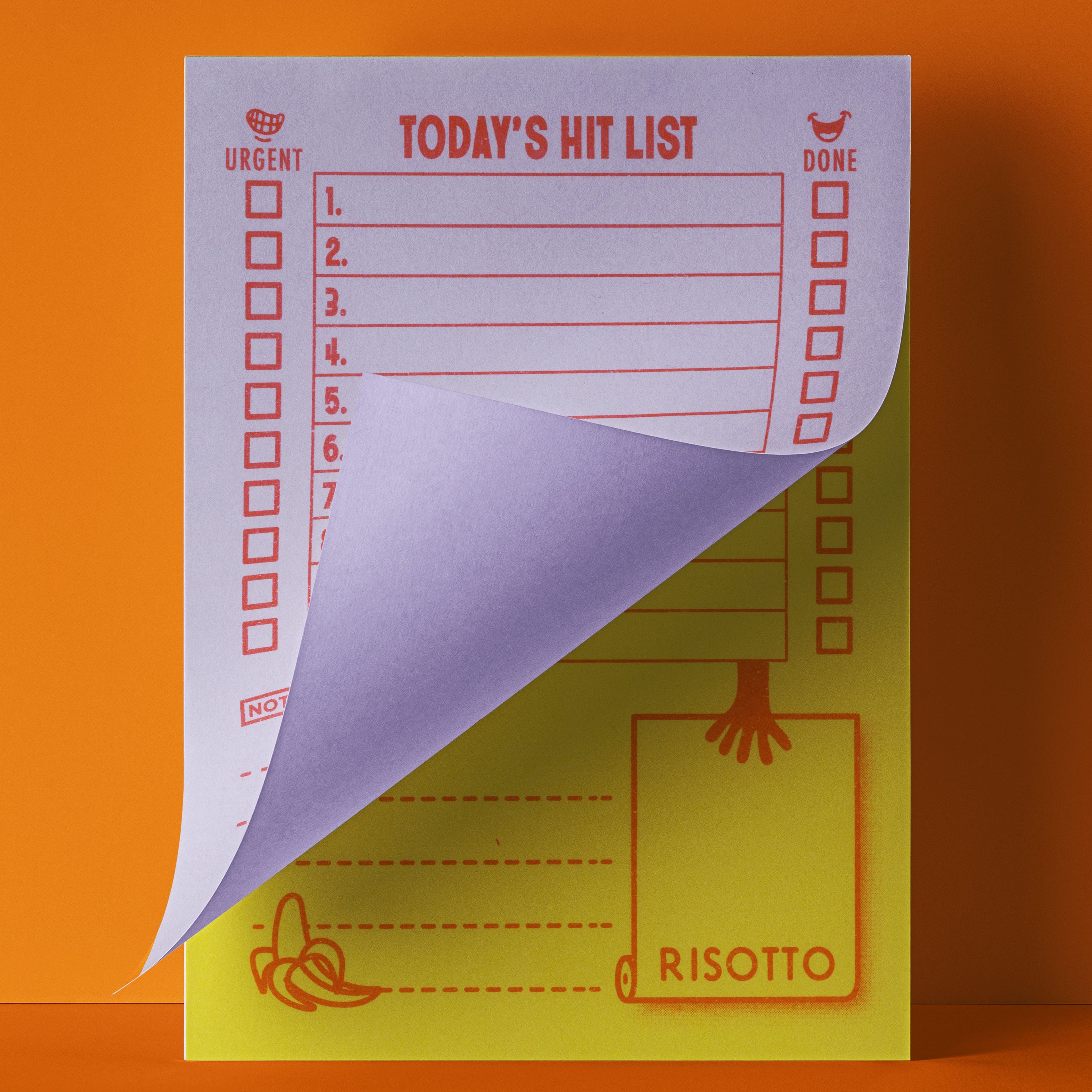 HIT LIST in Two-Tone: Lilac+Yellow - To Do List Notepad