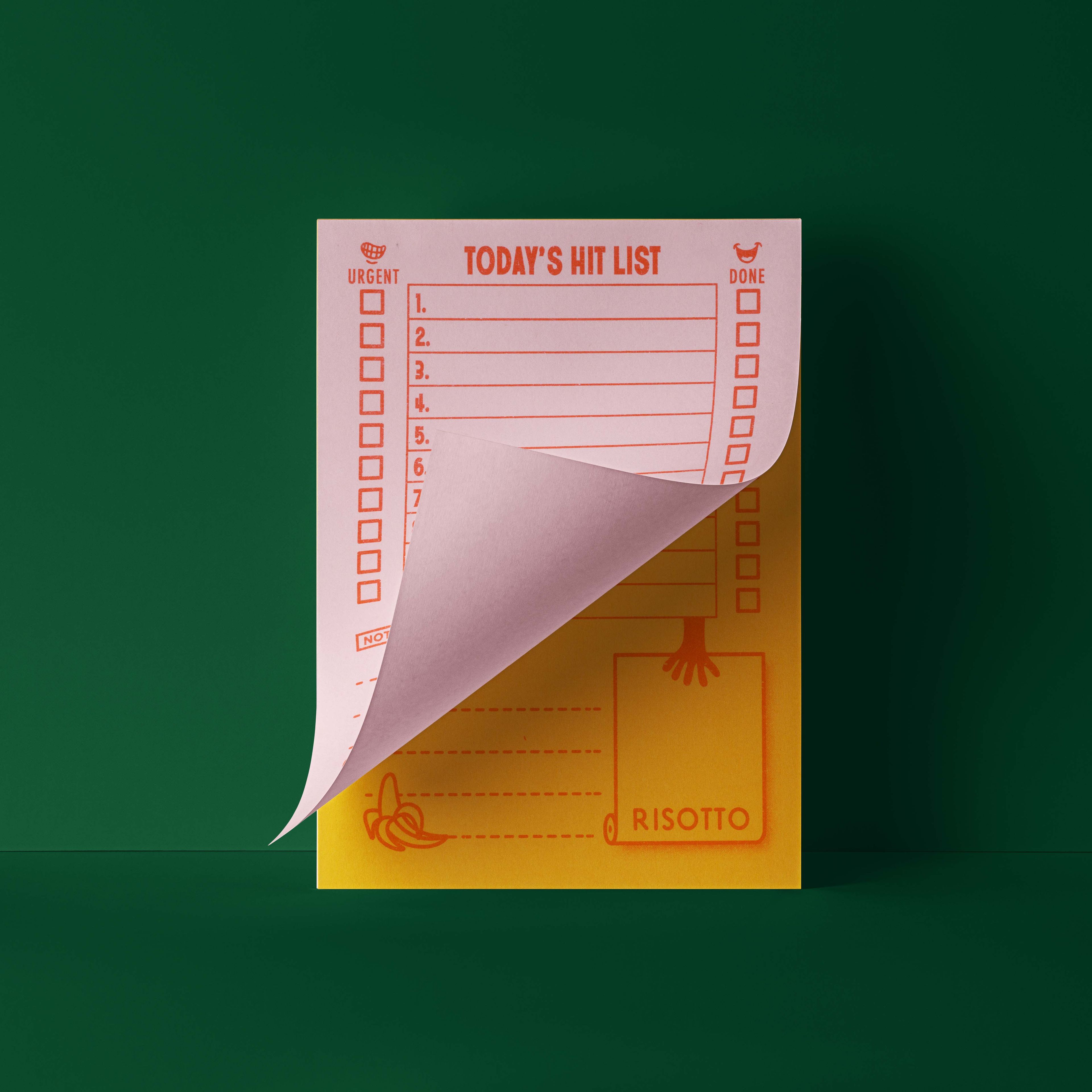 HIT LIST in Two-Tone: Pink+Orange - To Do List Notepad