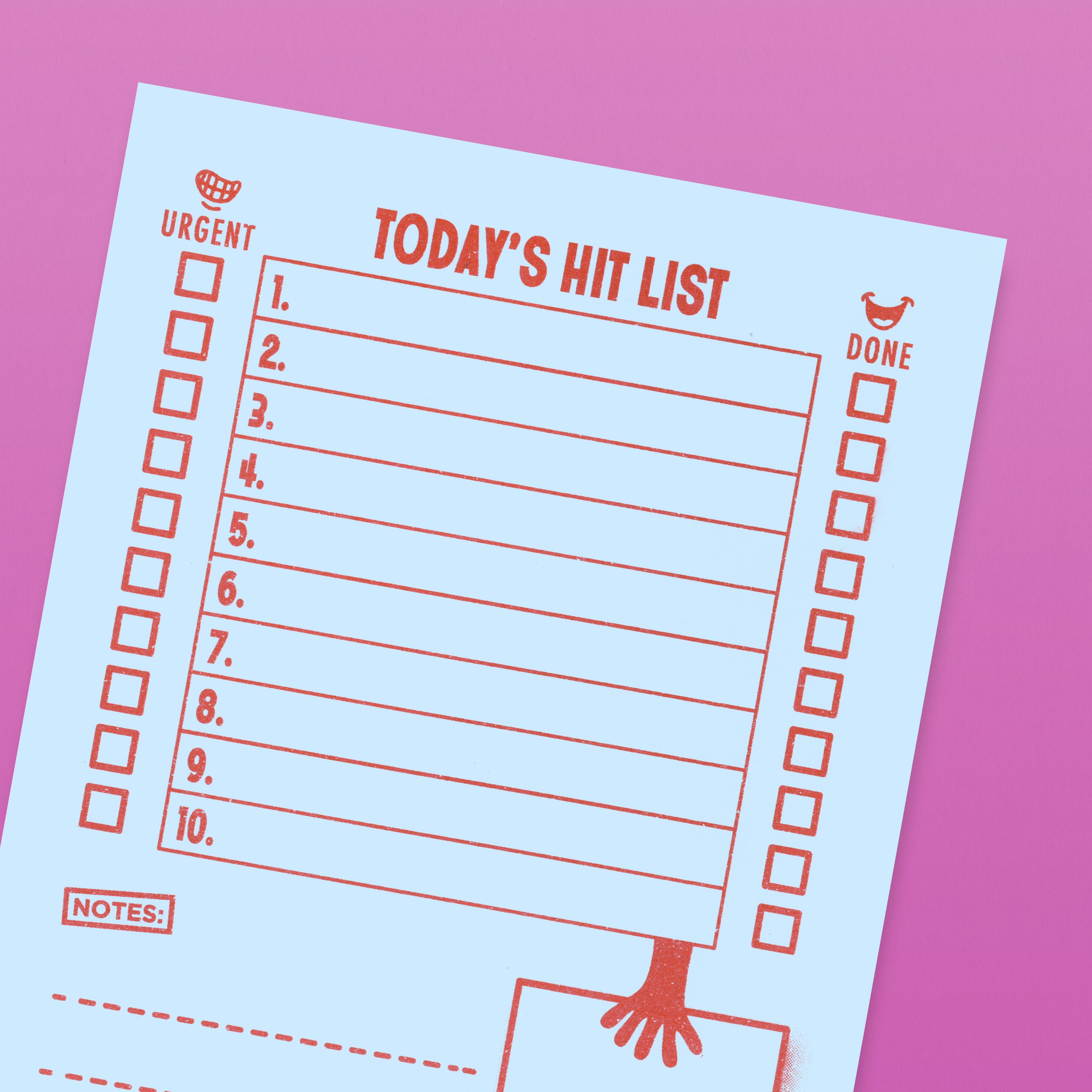 HIT LIST: Blue - To Do List Notepad