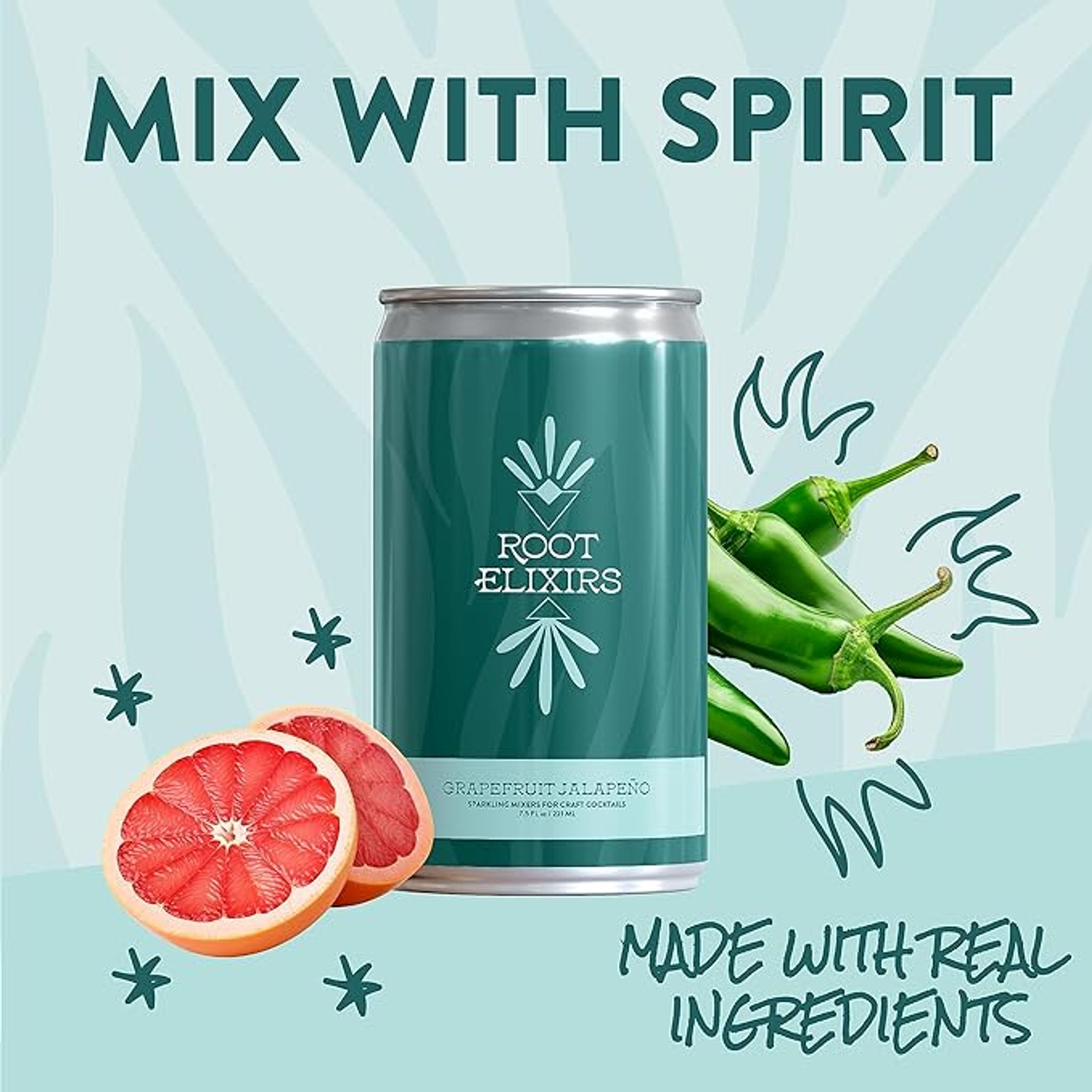 Root Elixirs Variety Pack | Root Elixirs Sparkling Premium Cocktail Mixers- 8 Cans 7.5oz