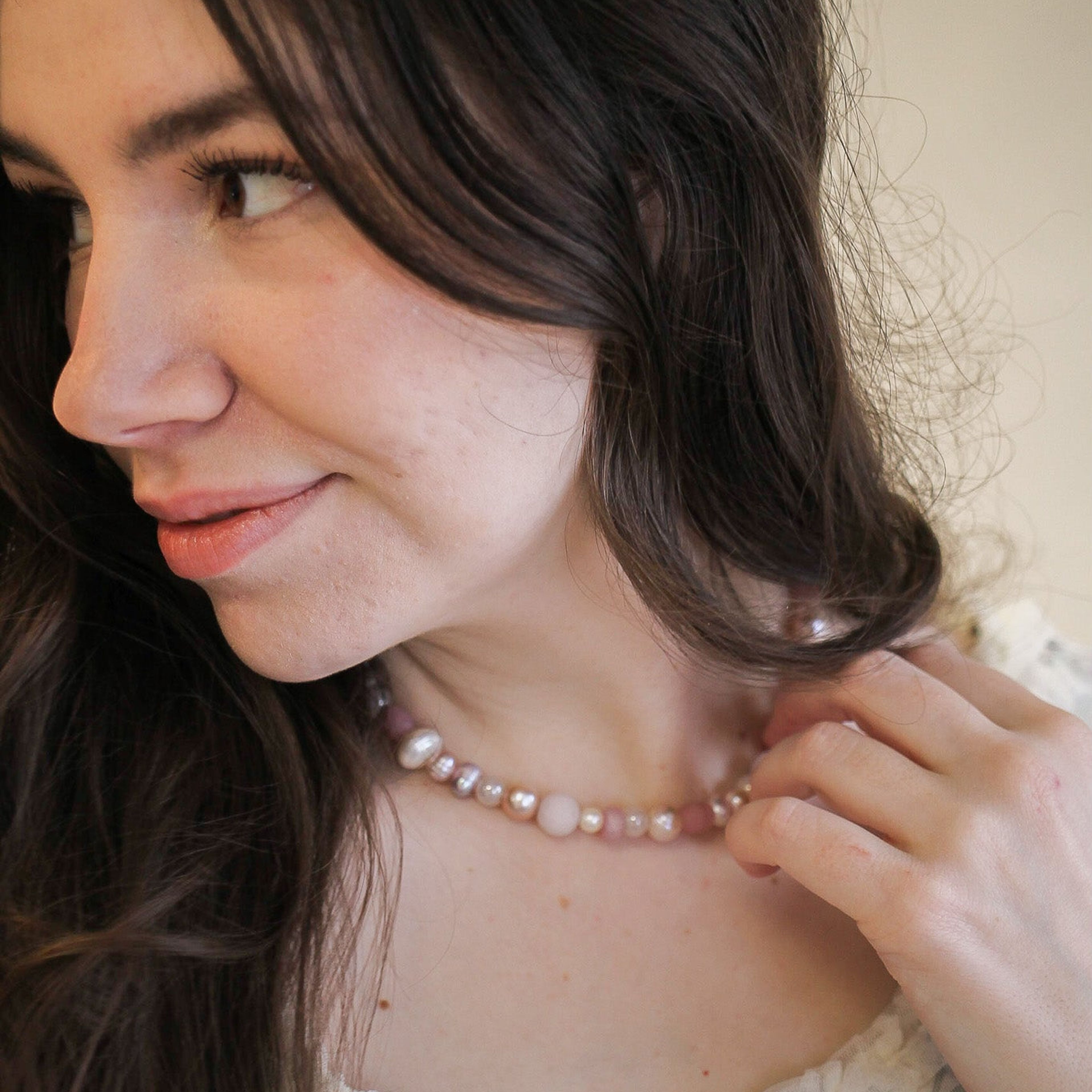 Cosette Necklace in Blush Beads