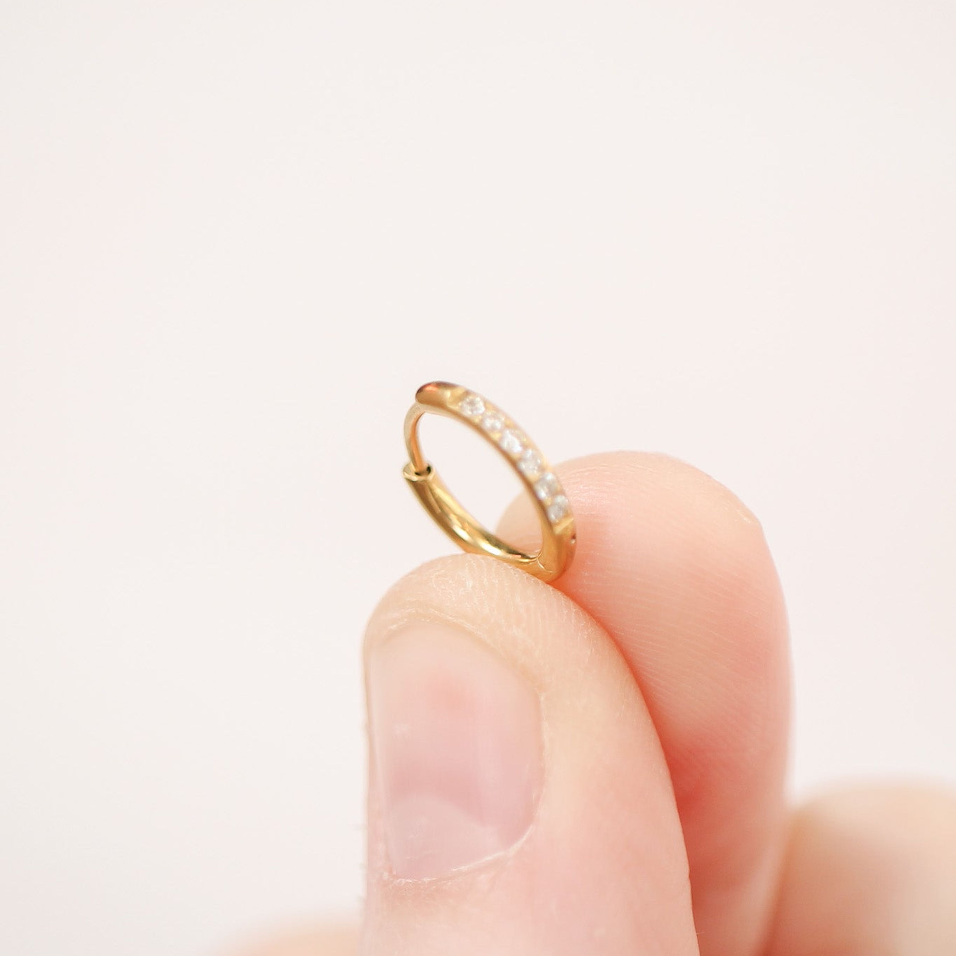 Micro Crystal Hoop in Gold