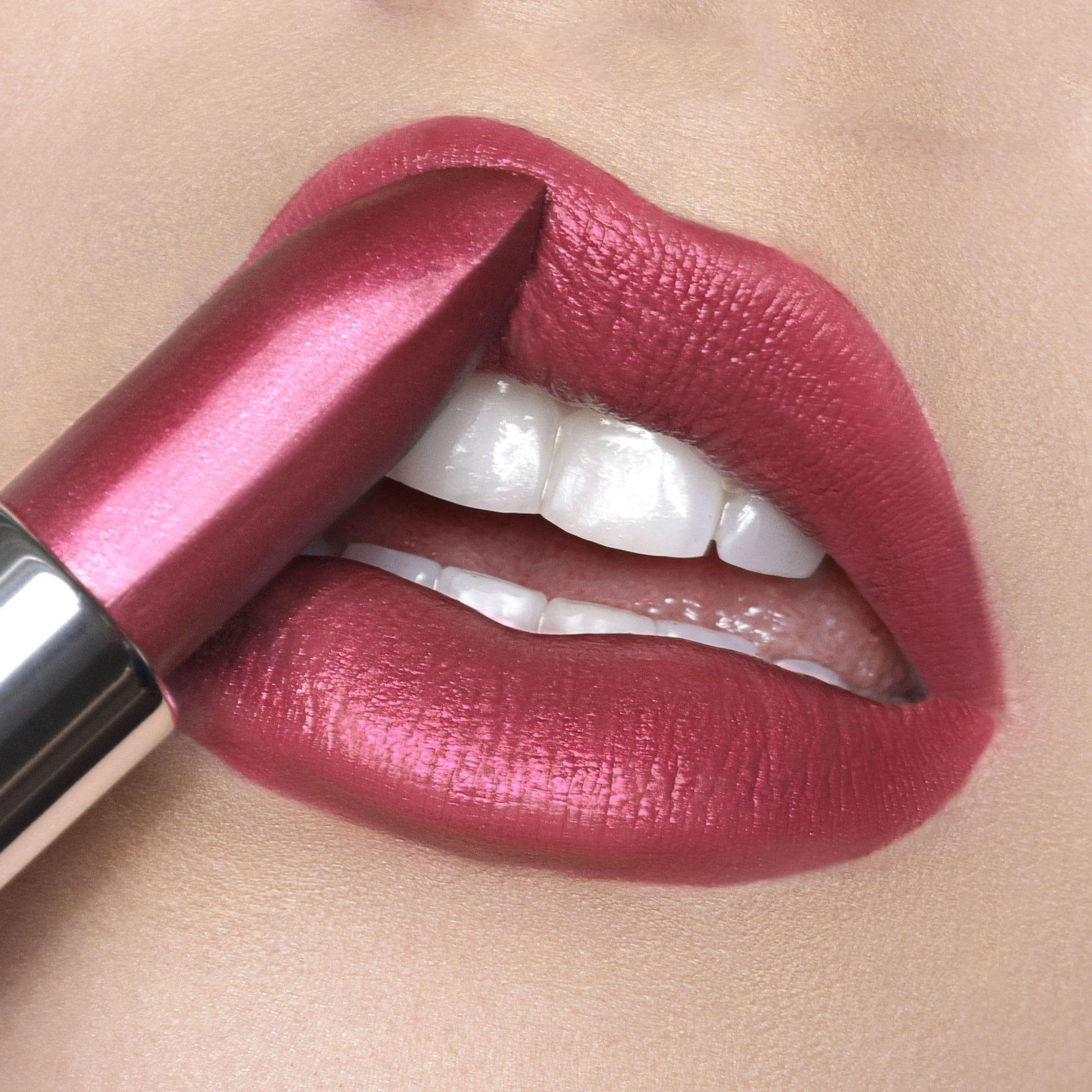 Mahvelous Crème | A Muted Raspberry with Pink and Gold Shimmer Lipstick