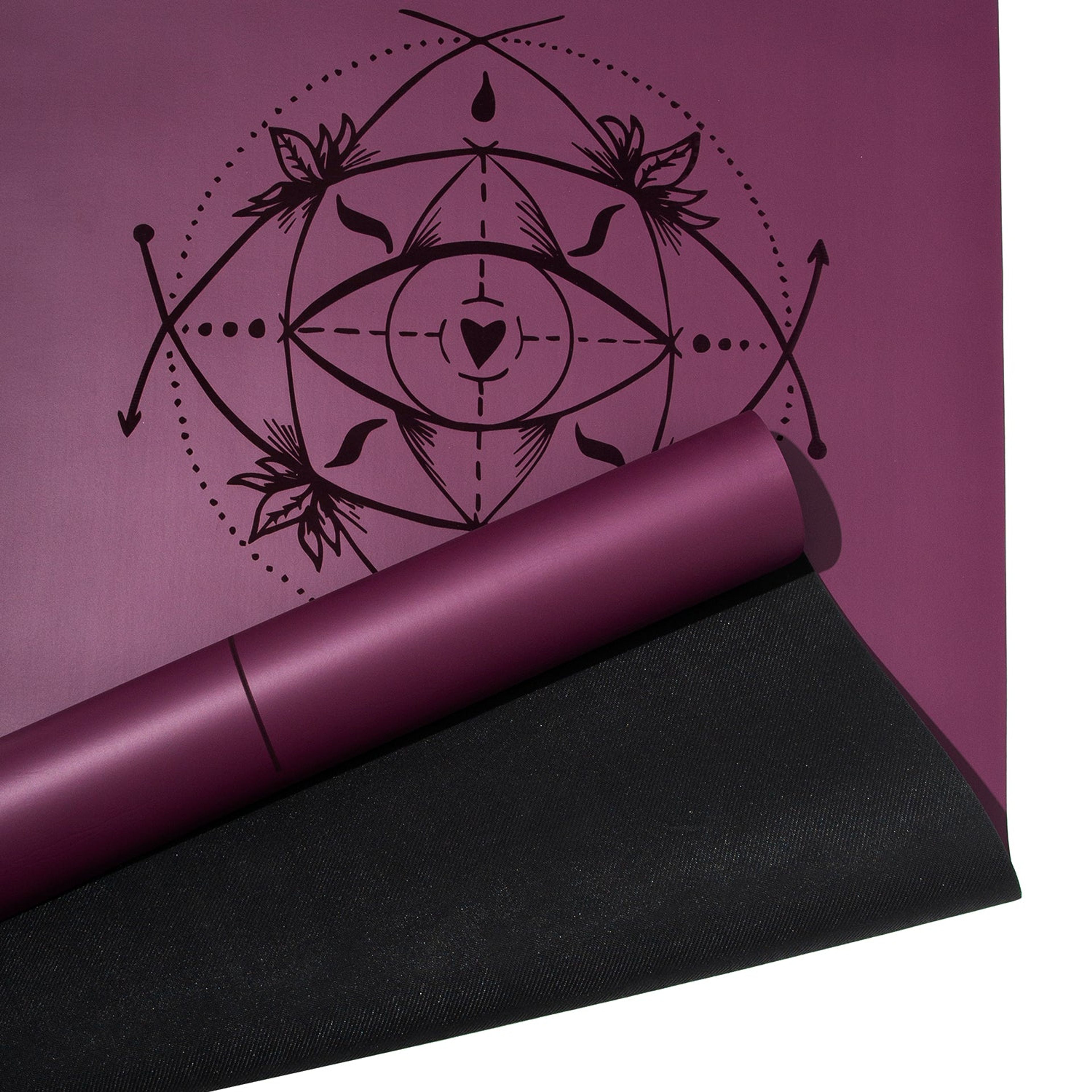 Lotus 3mm PVC Yoga Mat with Non-Slip Surface, Purple Mandala Print