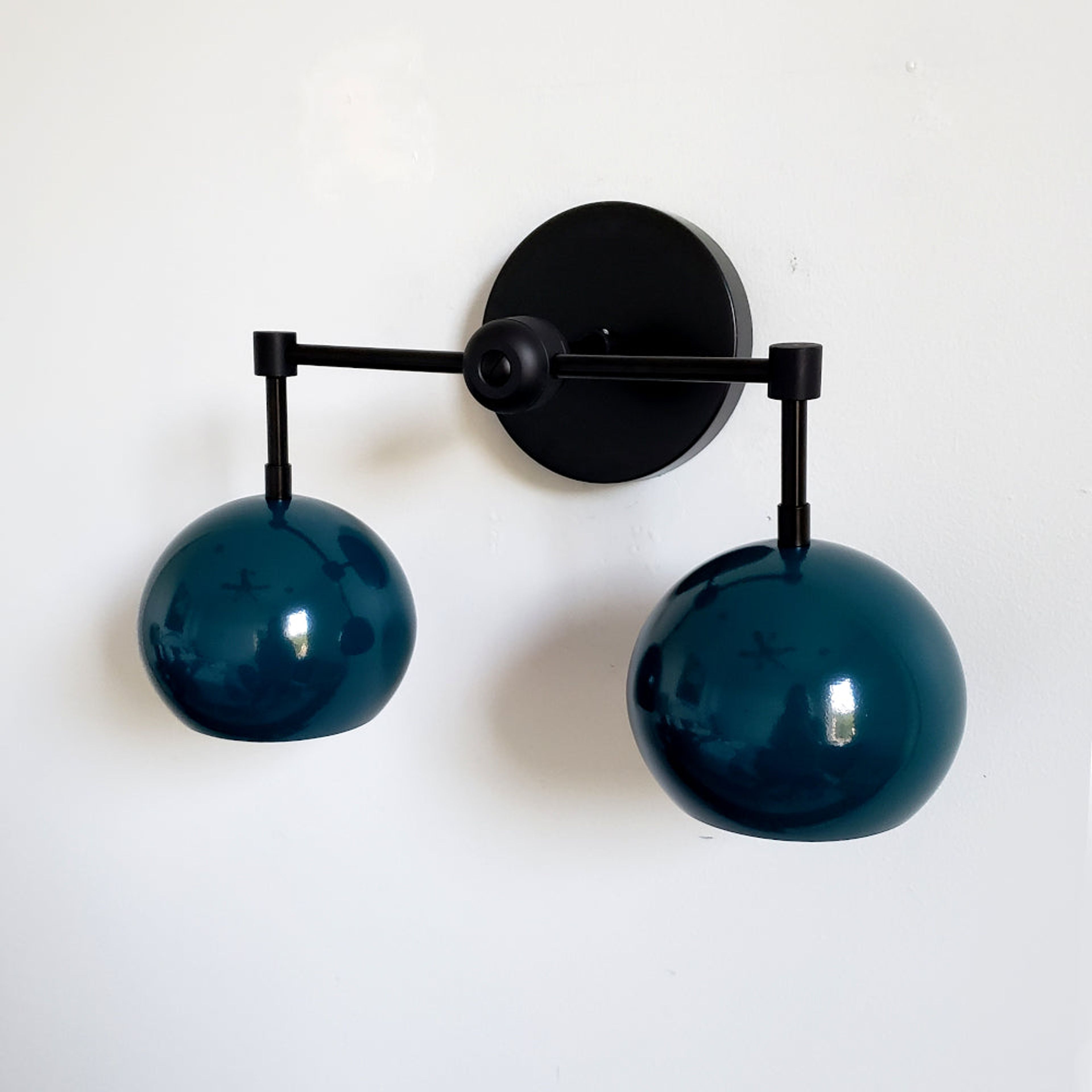 Double Loa Sconce with Lagoon Blue Shades
