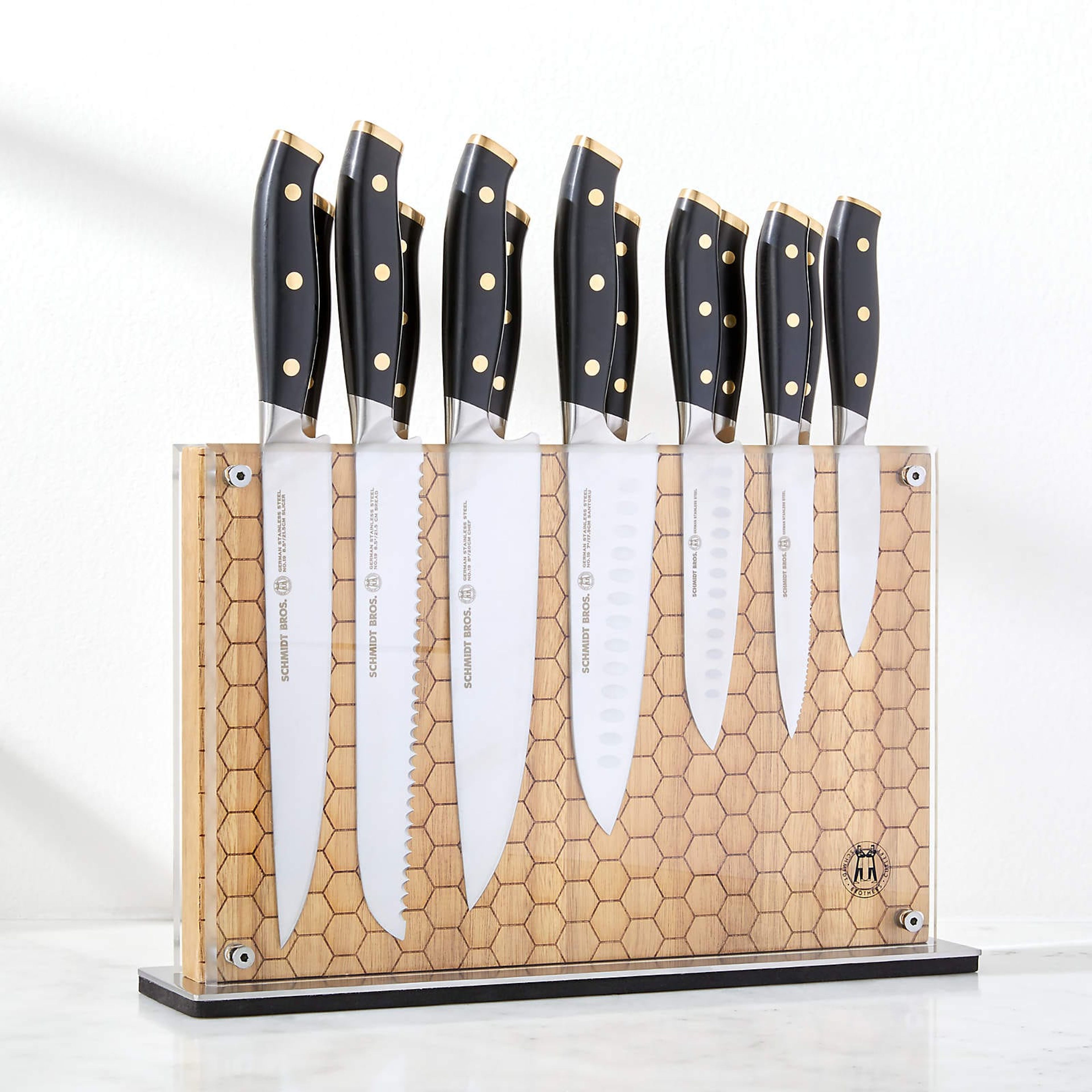 Honeycomb (Acacia Hex) Downtown Magnetic Knife Block