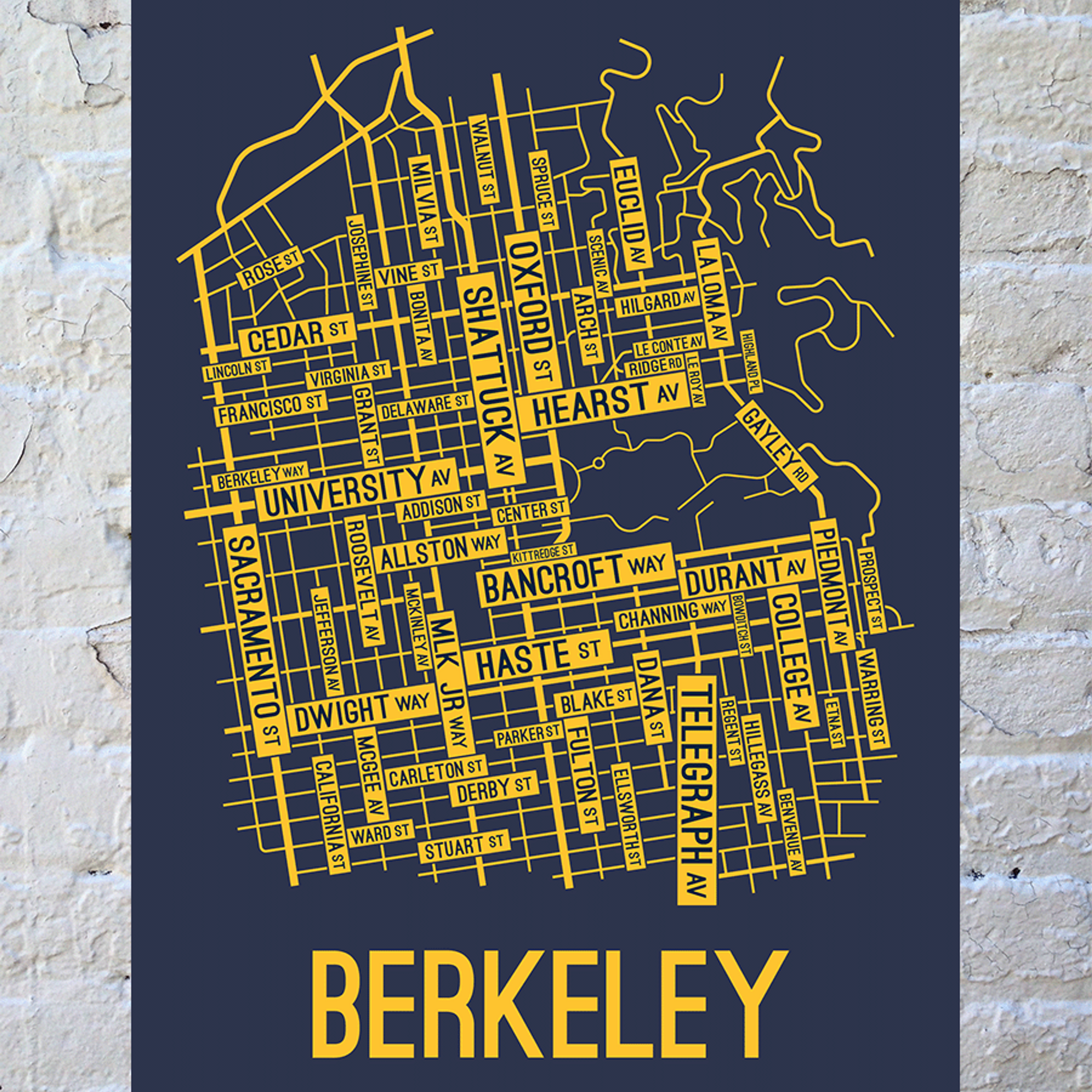 Berkeley, California Street Map Screen Print