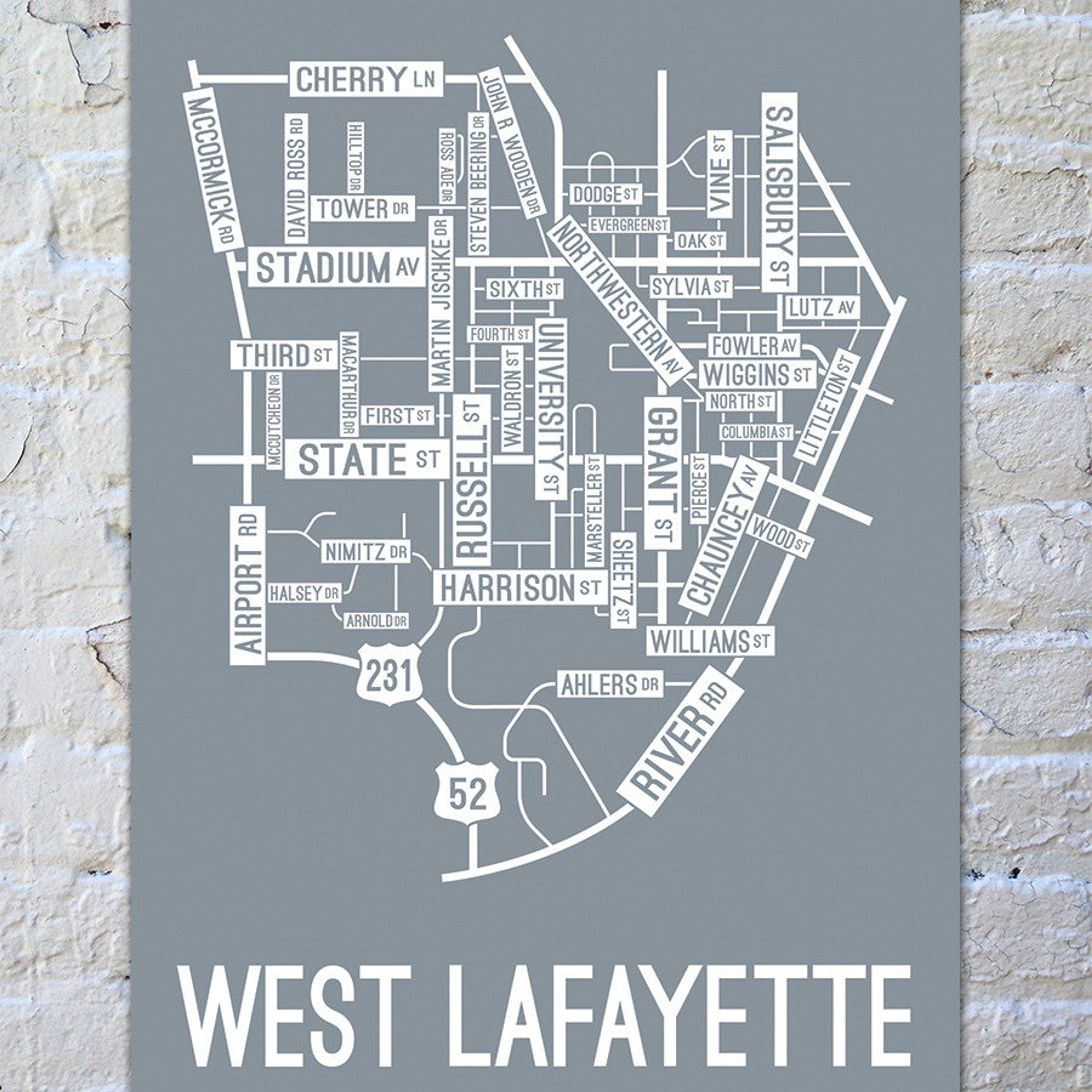 Louisville, Kentucky Street Map Print - School Street Posters