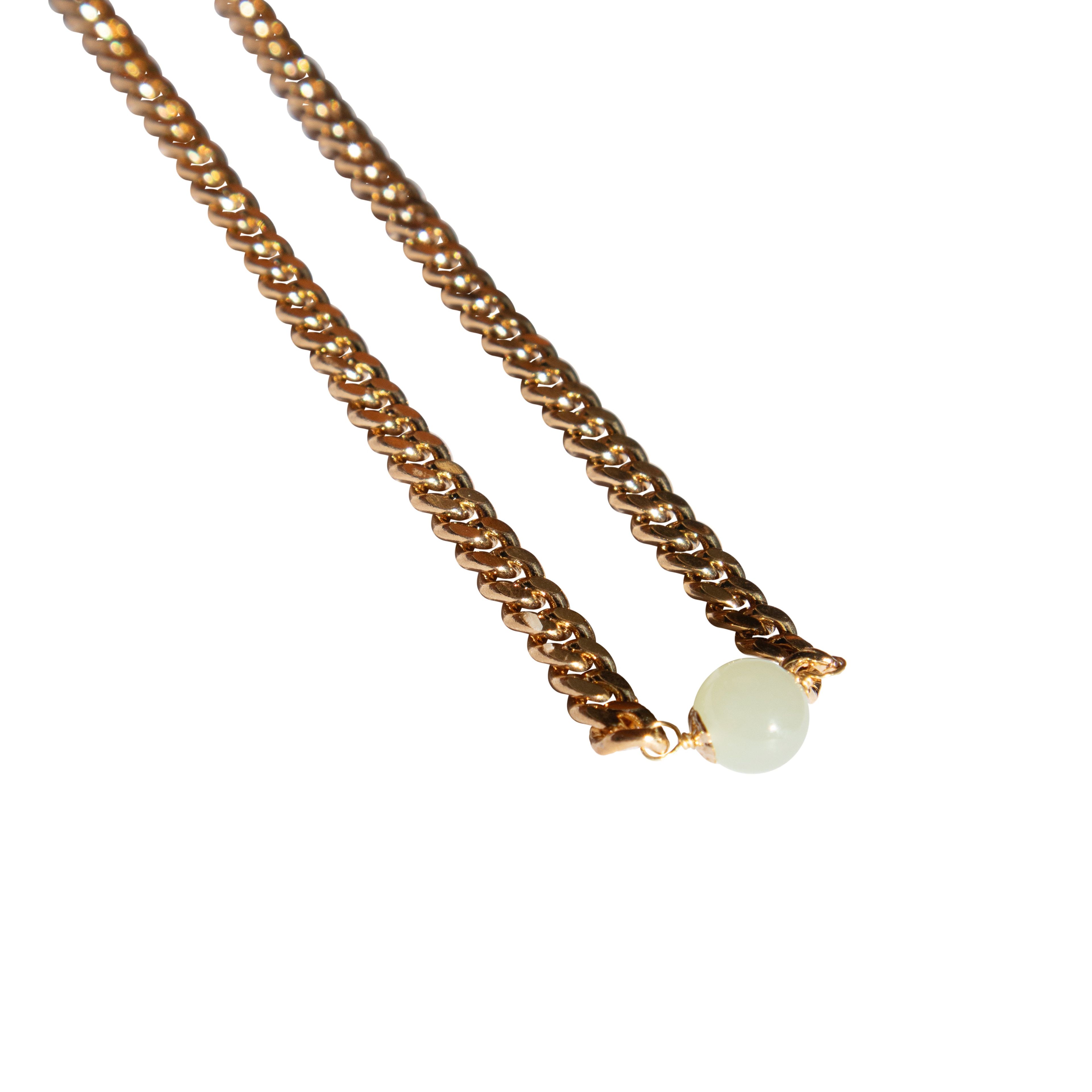 Charlotte — Green jade gold chain necklace