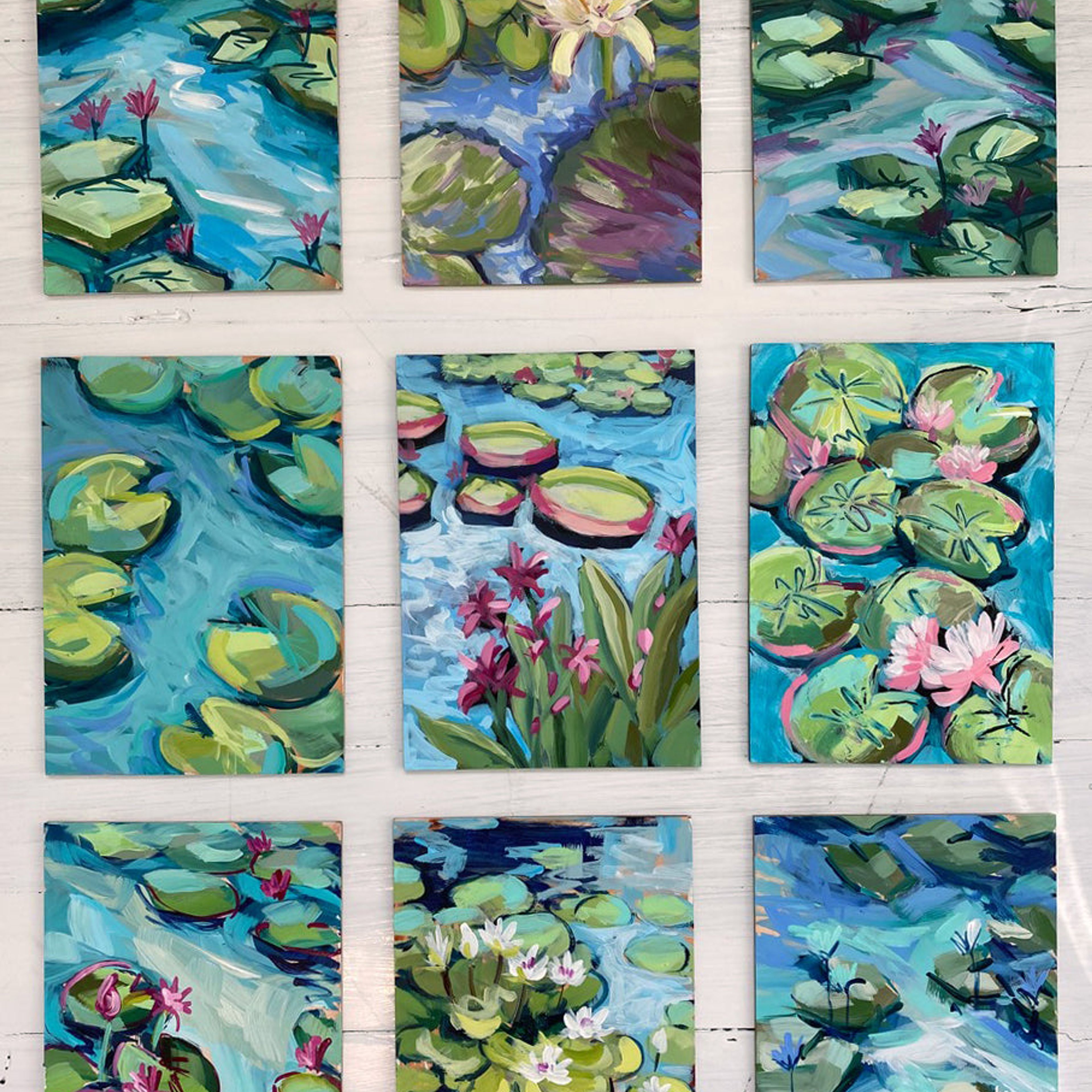 Water Gardens - Day 3 - 5x7" mini vertical painting