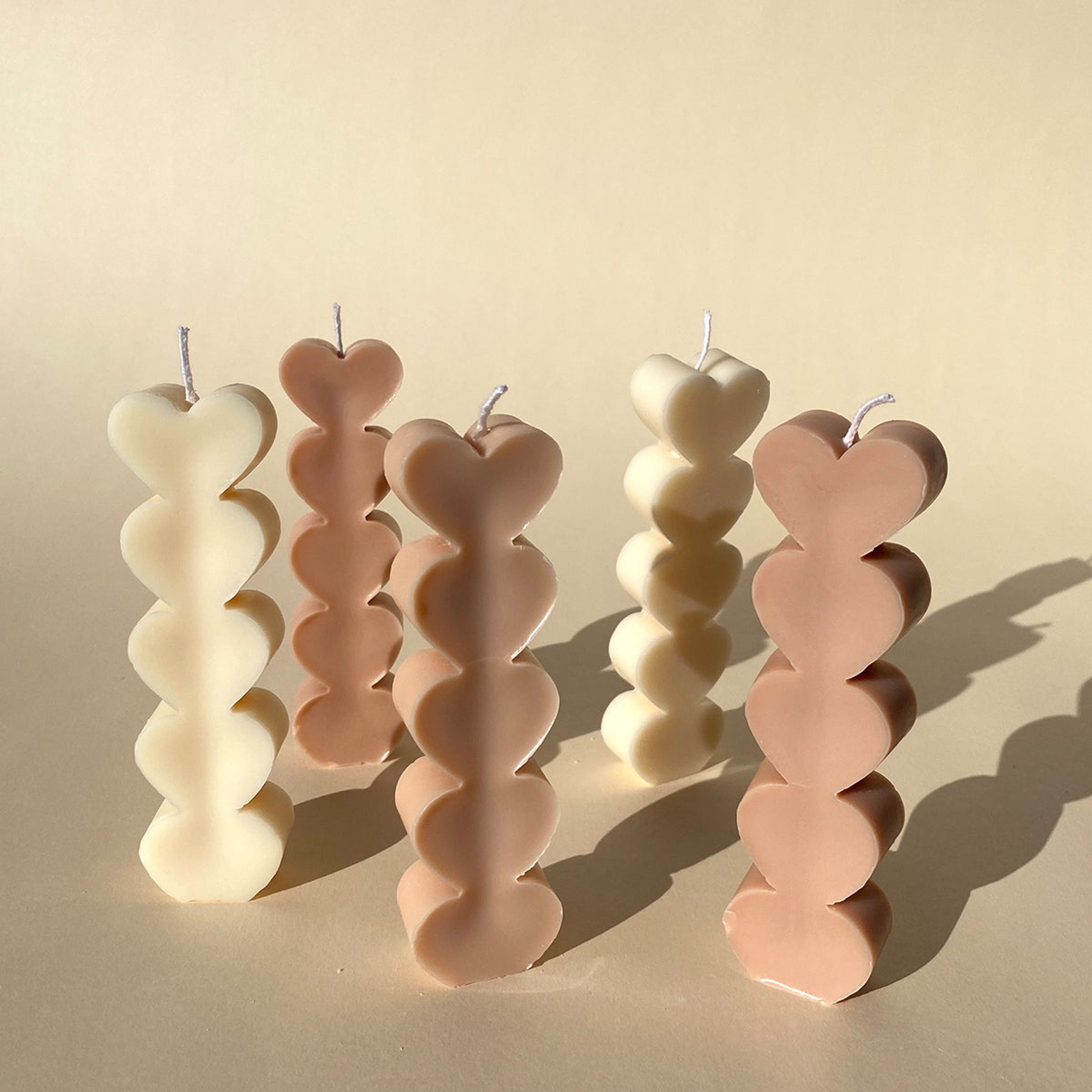 Heart Stack Pillar Candle - Clay