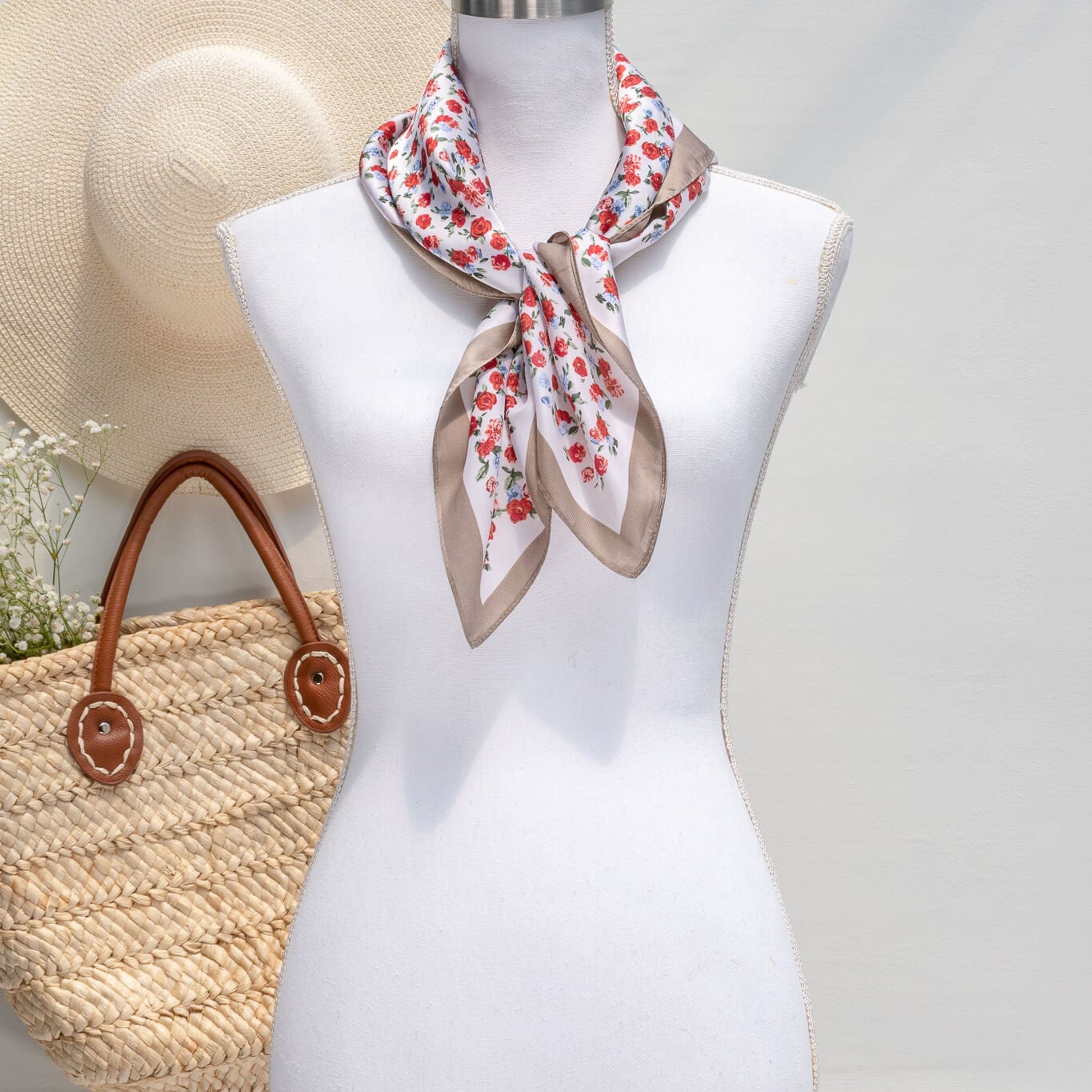 Cérilly Rose Print Scarf - White