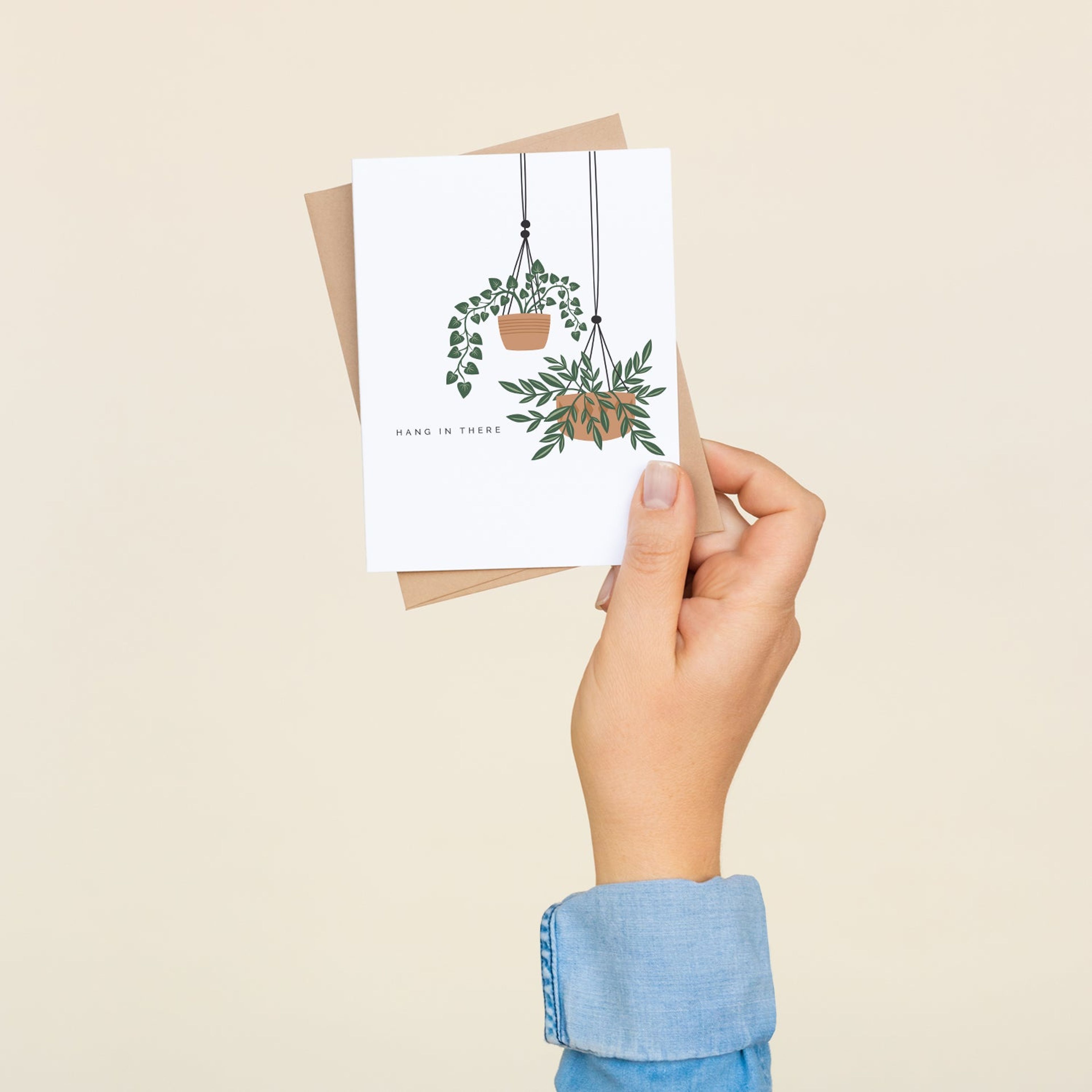 "Hang in There" Houseplants Greeting Card