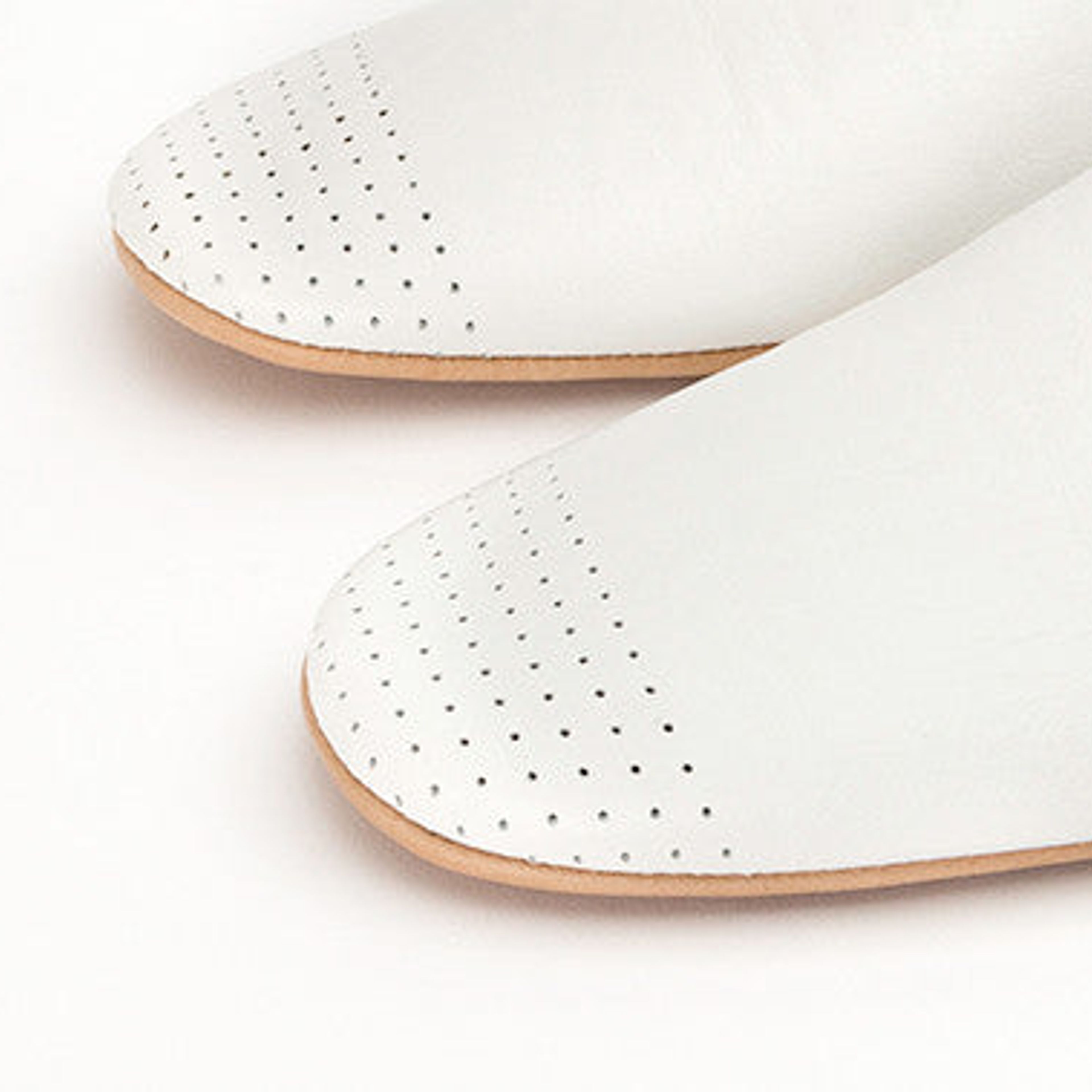 Bright White & Camel Leather House Slippers