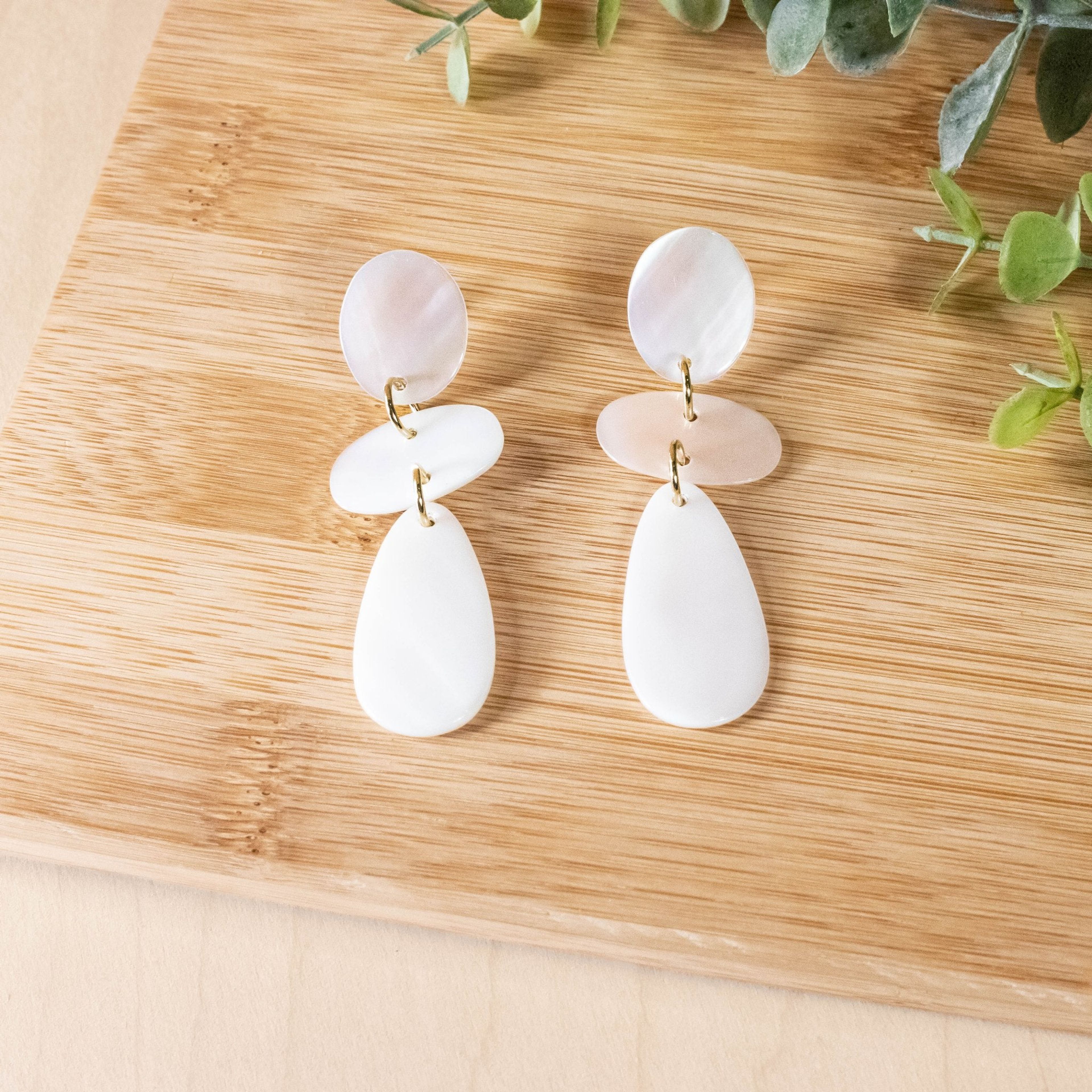 Pearl White Dangle Earrings - Mother of Pearl | LIKHÂ