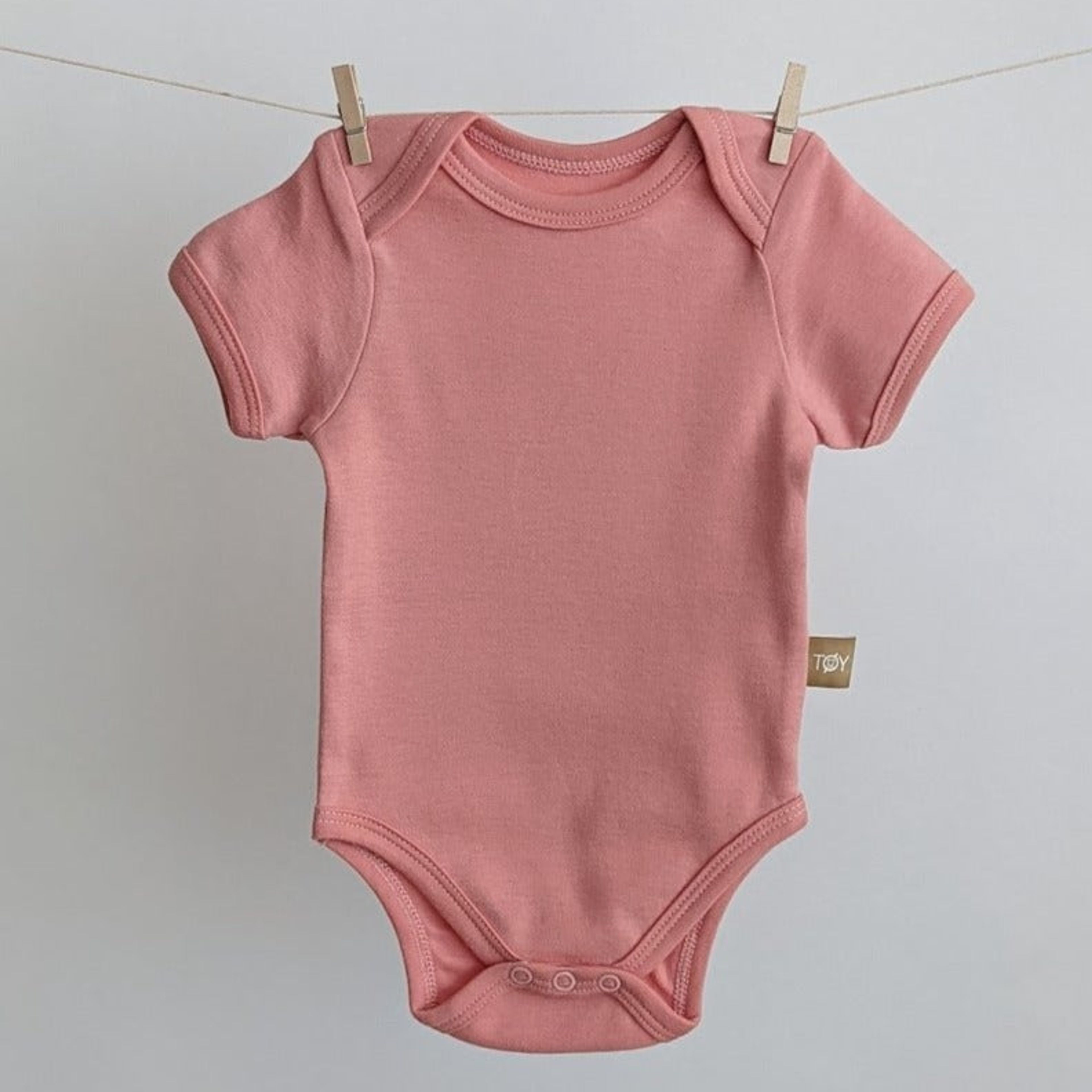 Short Sleeve Baby Bodysuit: Salmon Pink