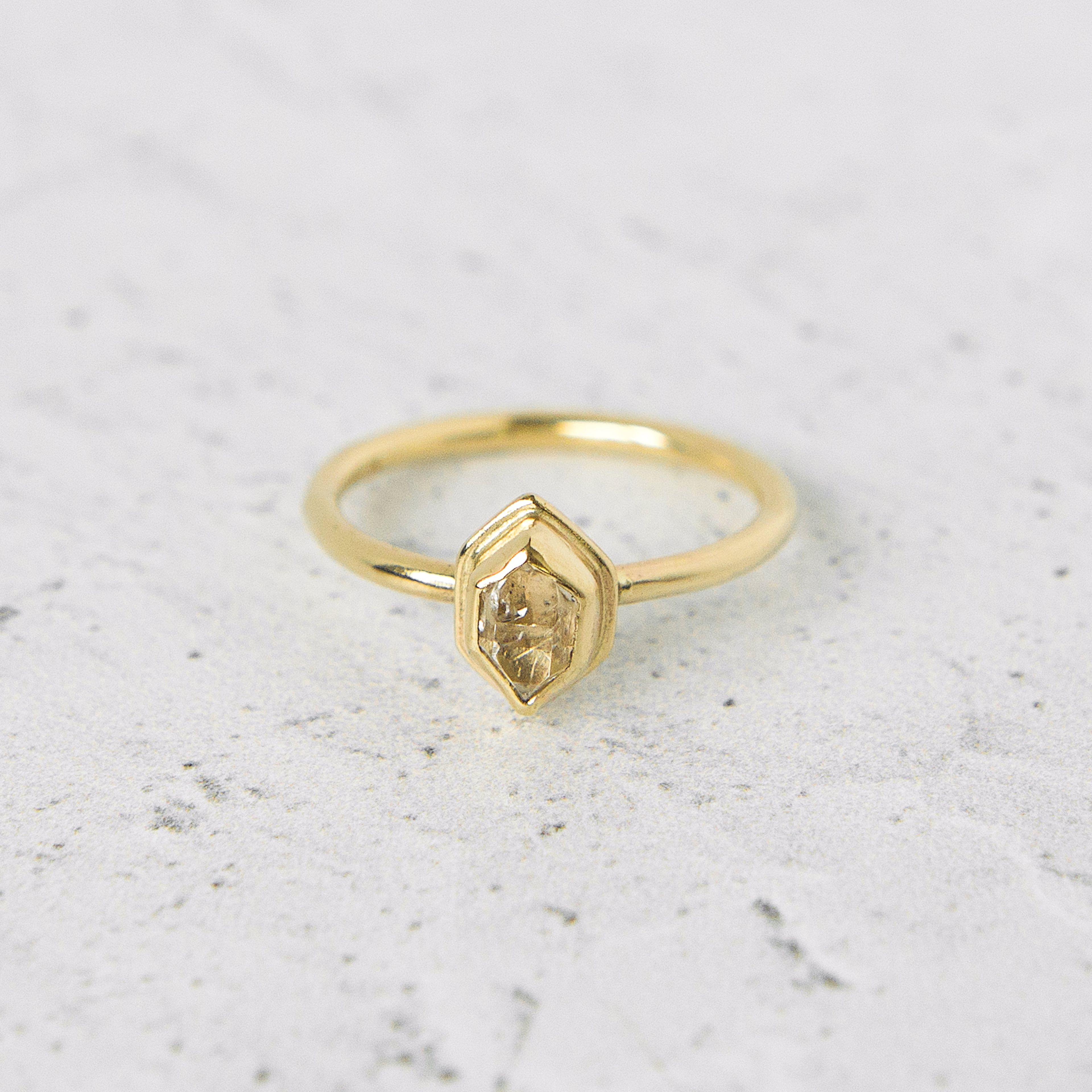 Mini Herkimer Diamond Glacier Ring in 14k Gold