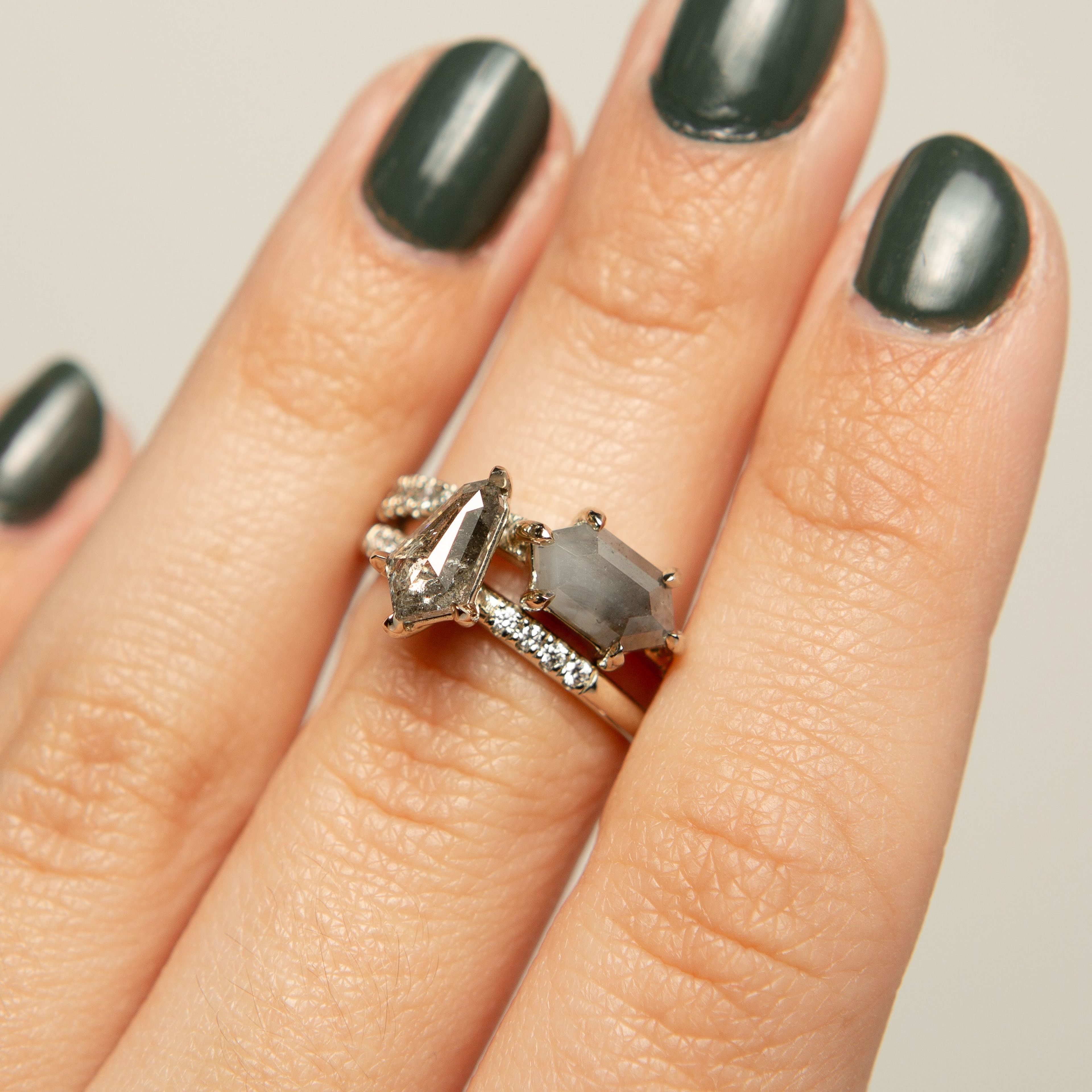 Ombre Grey Diamond Ring in 14k White Gold