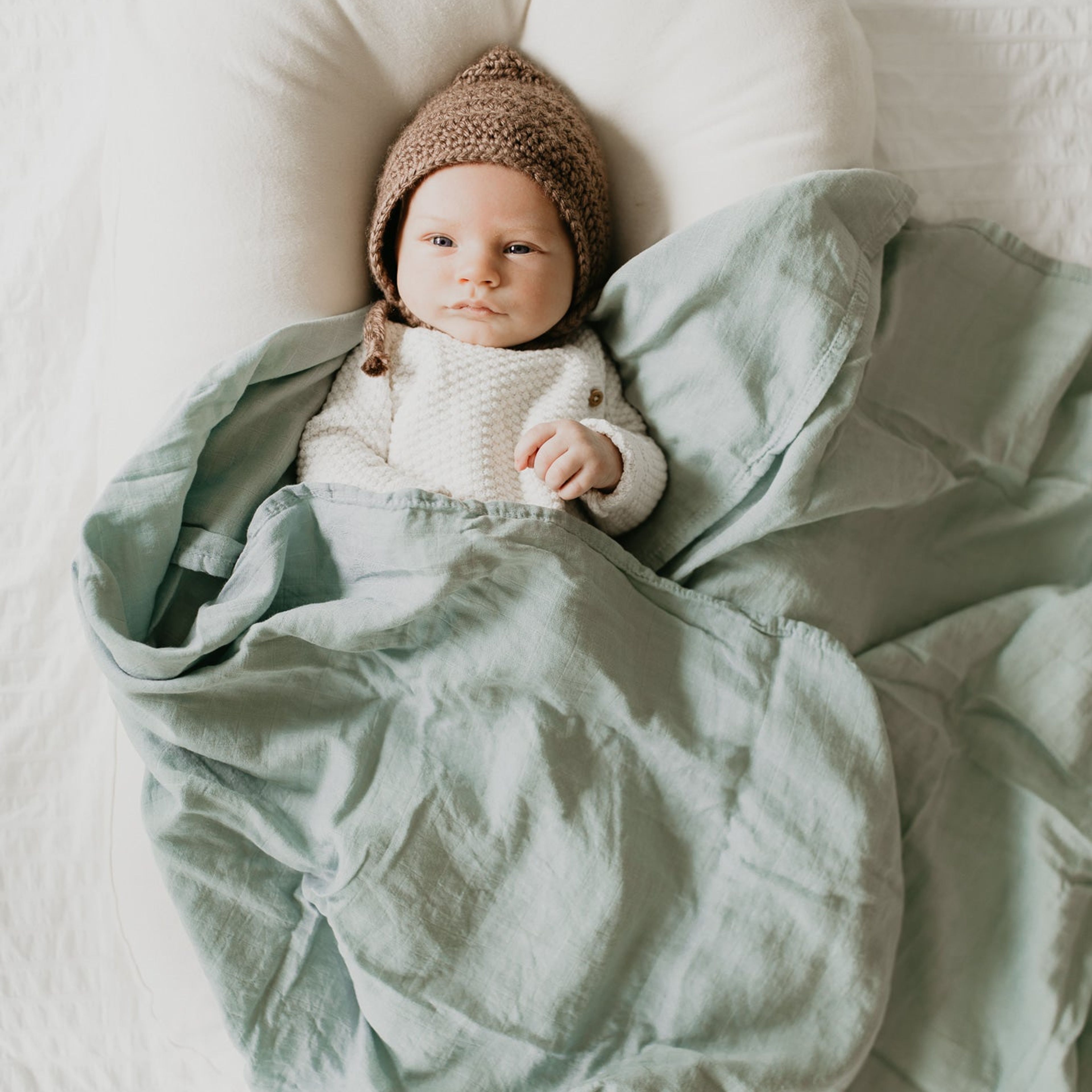 Bamboo Cotton Muslin Swaddle Blanket - Sage
