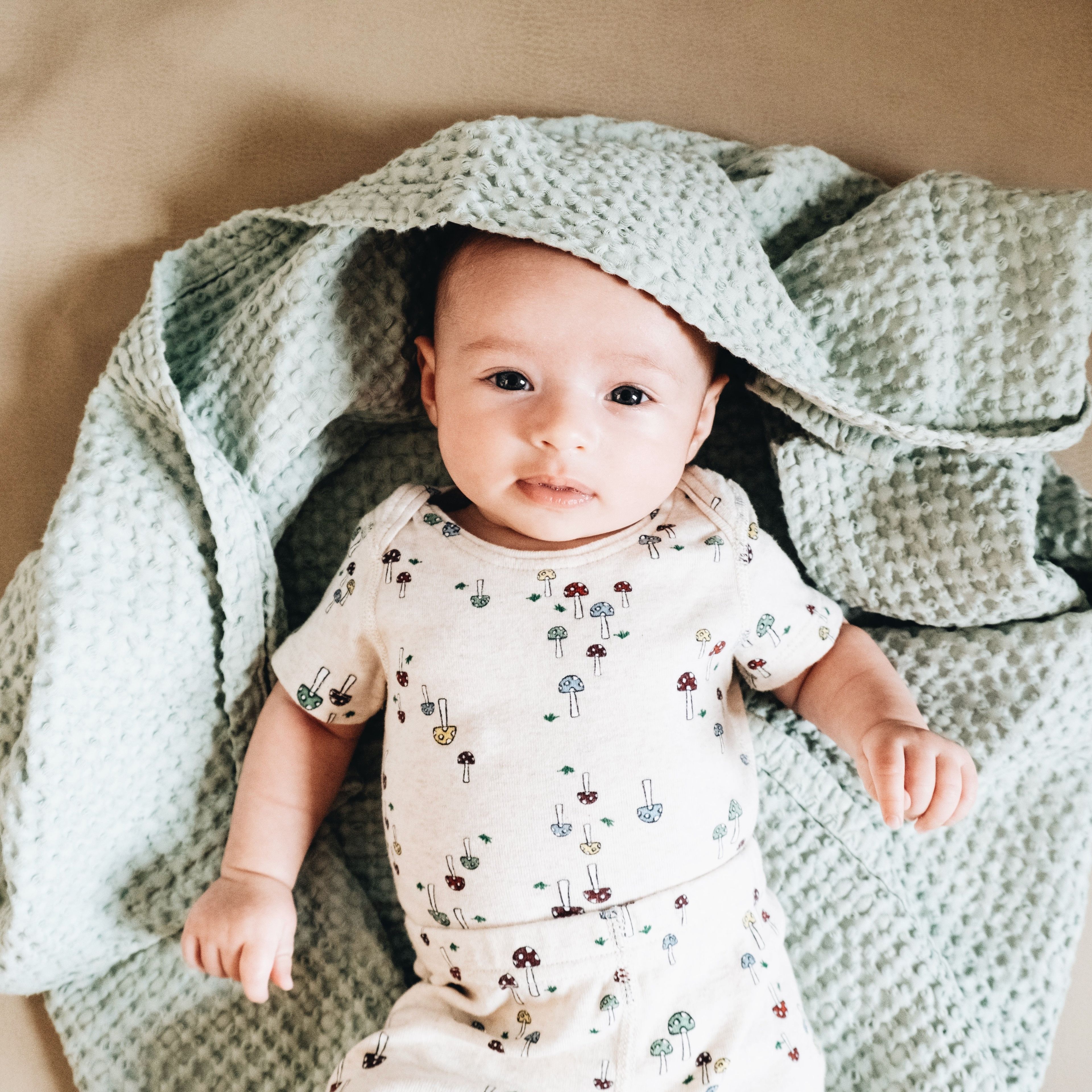 100% Cotton Waffle Baby Blanket - Sage