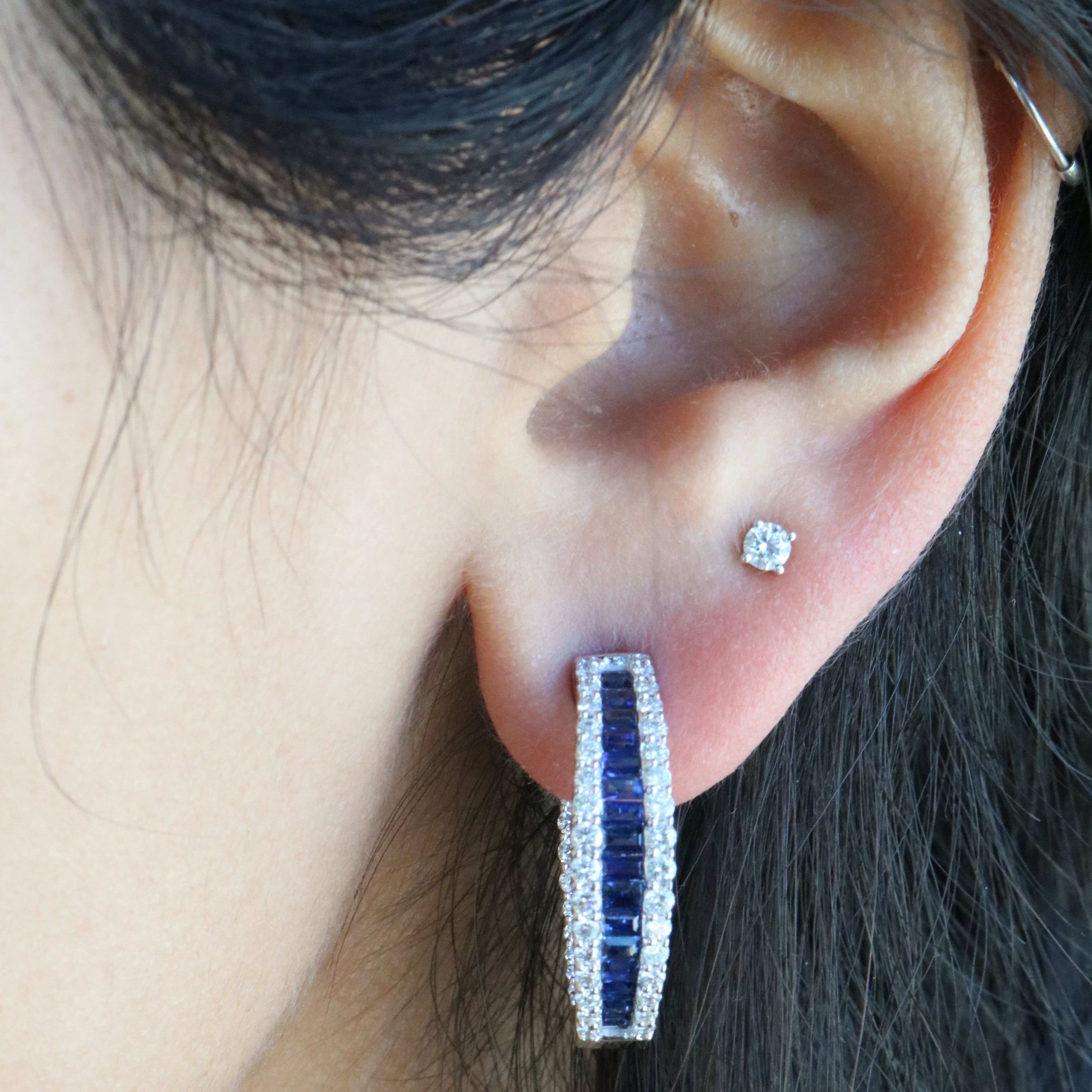 Sapphire and Diamond Inside Out Hoops