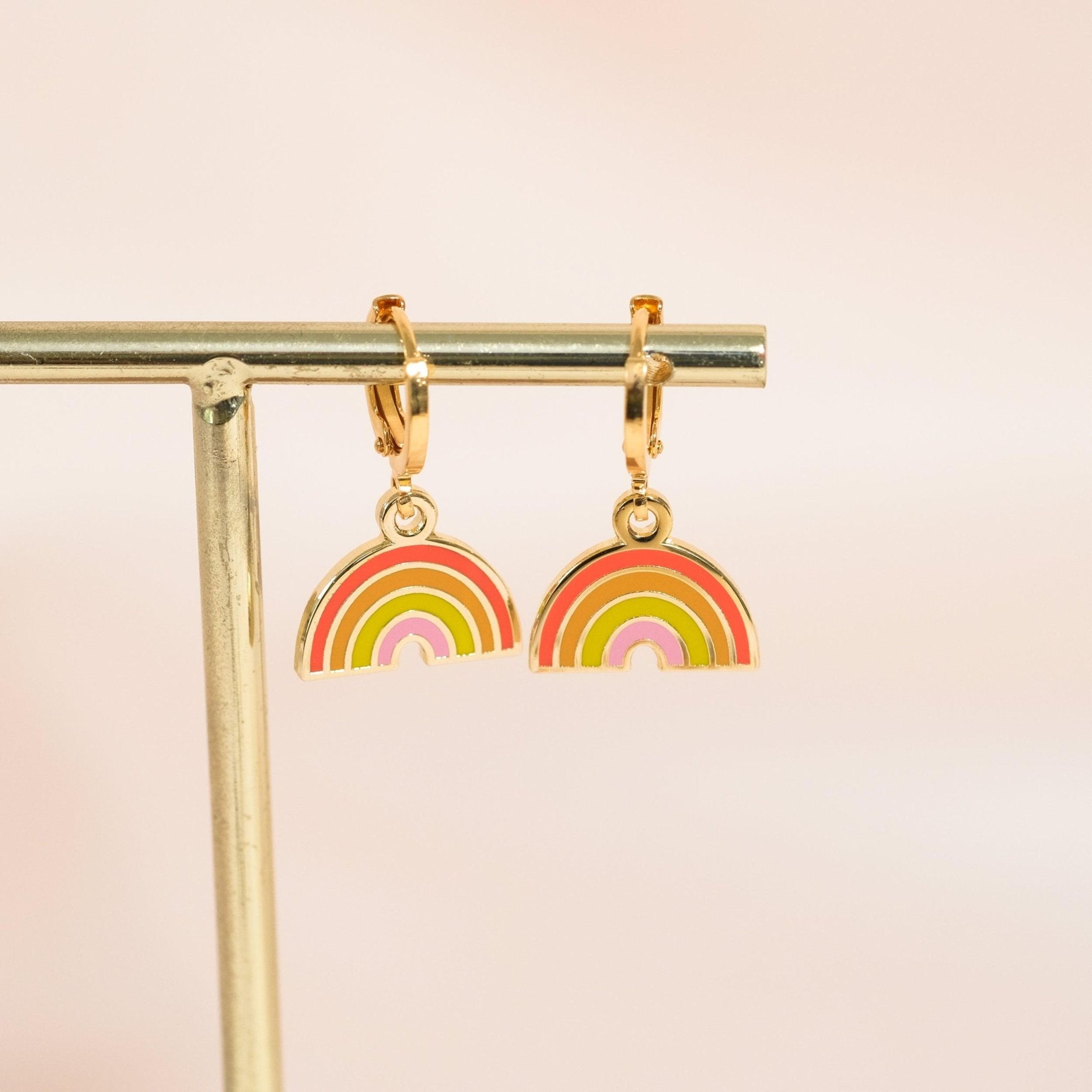 Rainbow Huggie Hoop Earrings