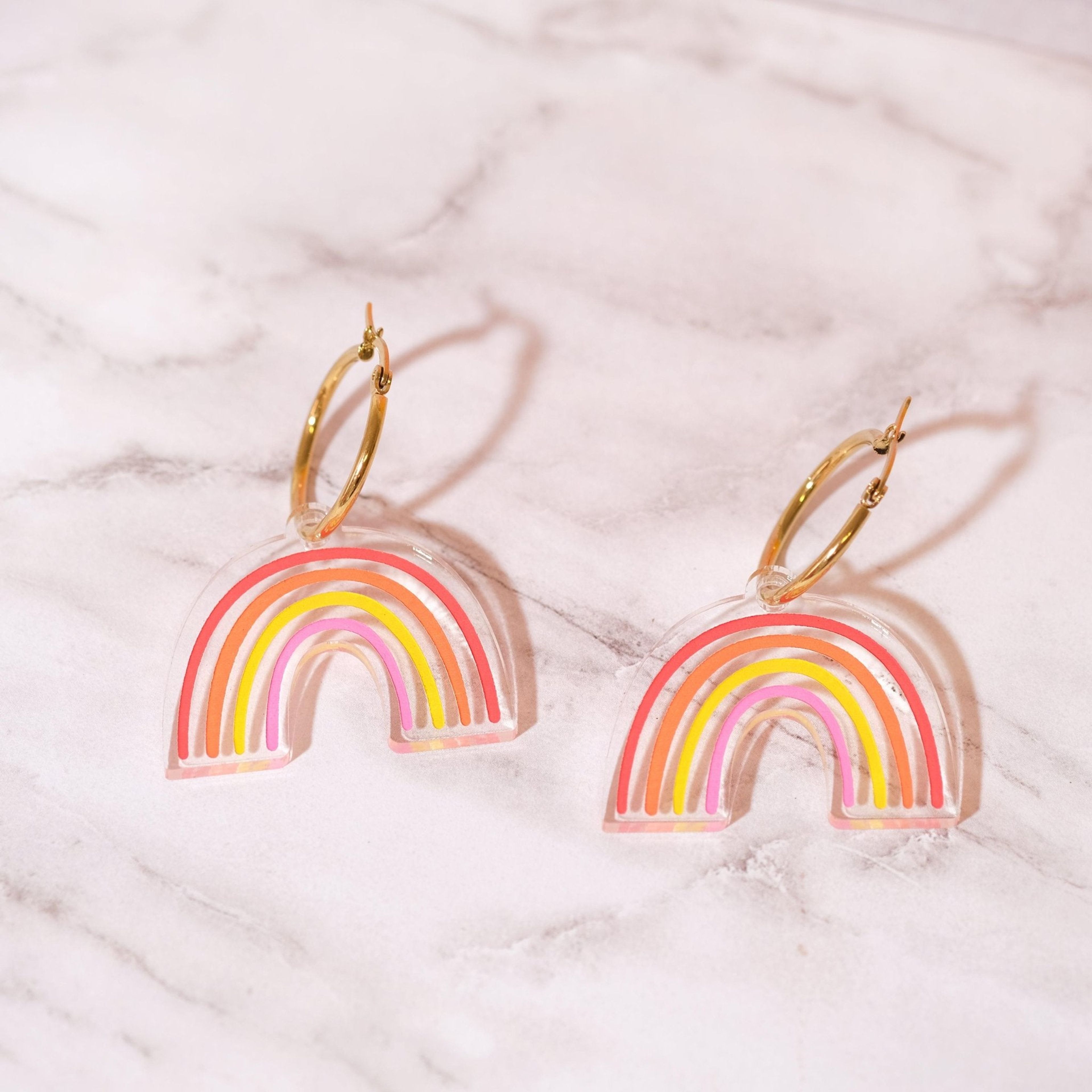 Sunset Rainbow Hoop Earrings
