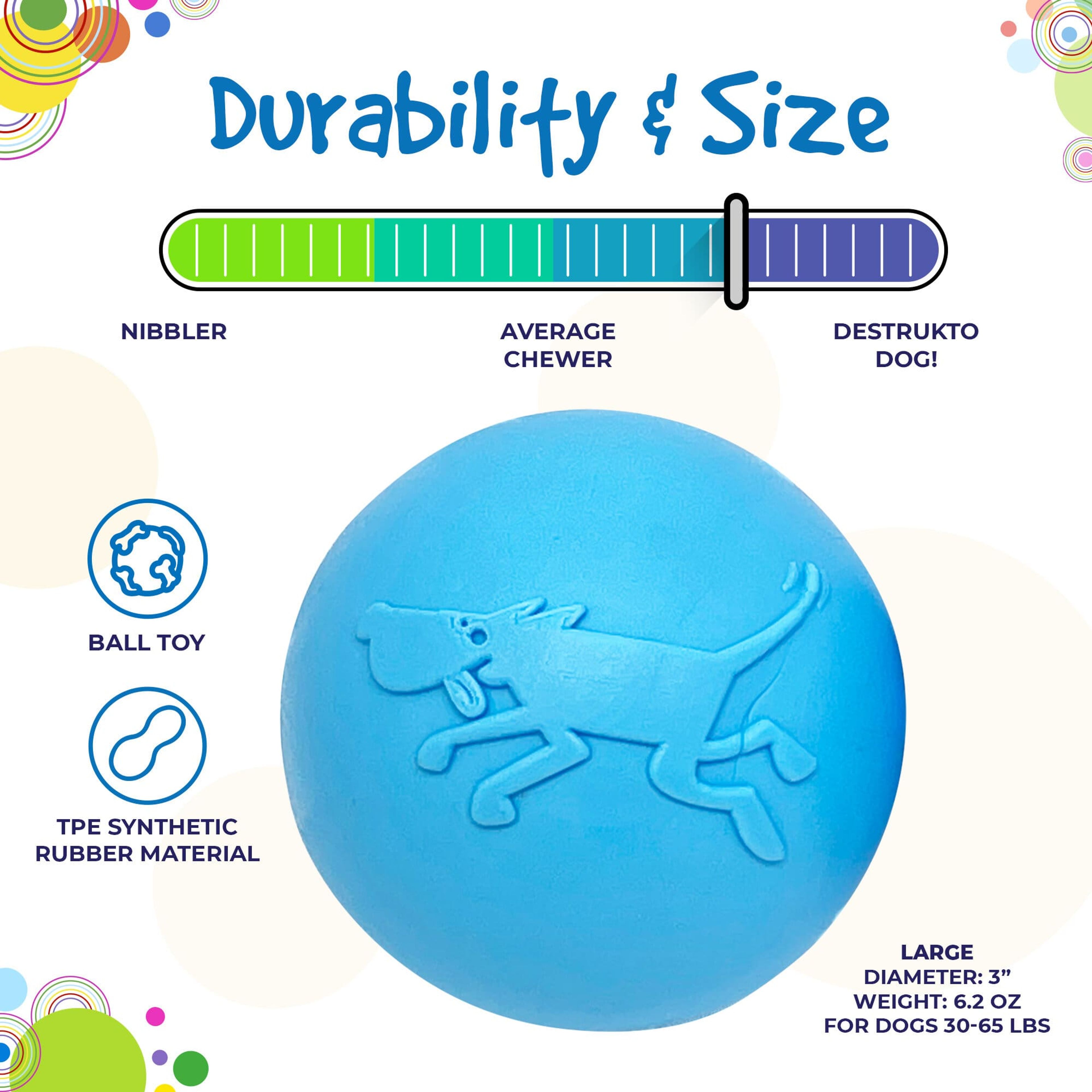 Wag Ball Ultra Durable Synthetic Rubber Chew Toy & Floating Retrieving Toy - Large - Blue