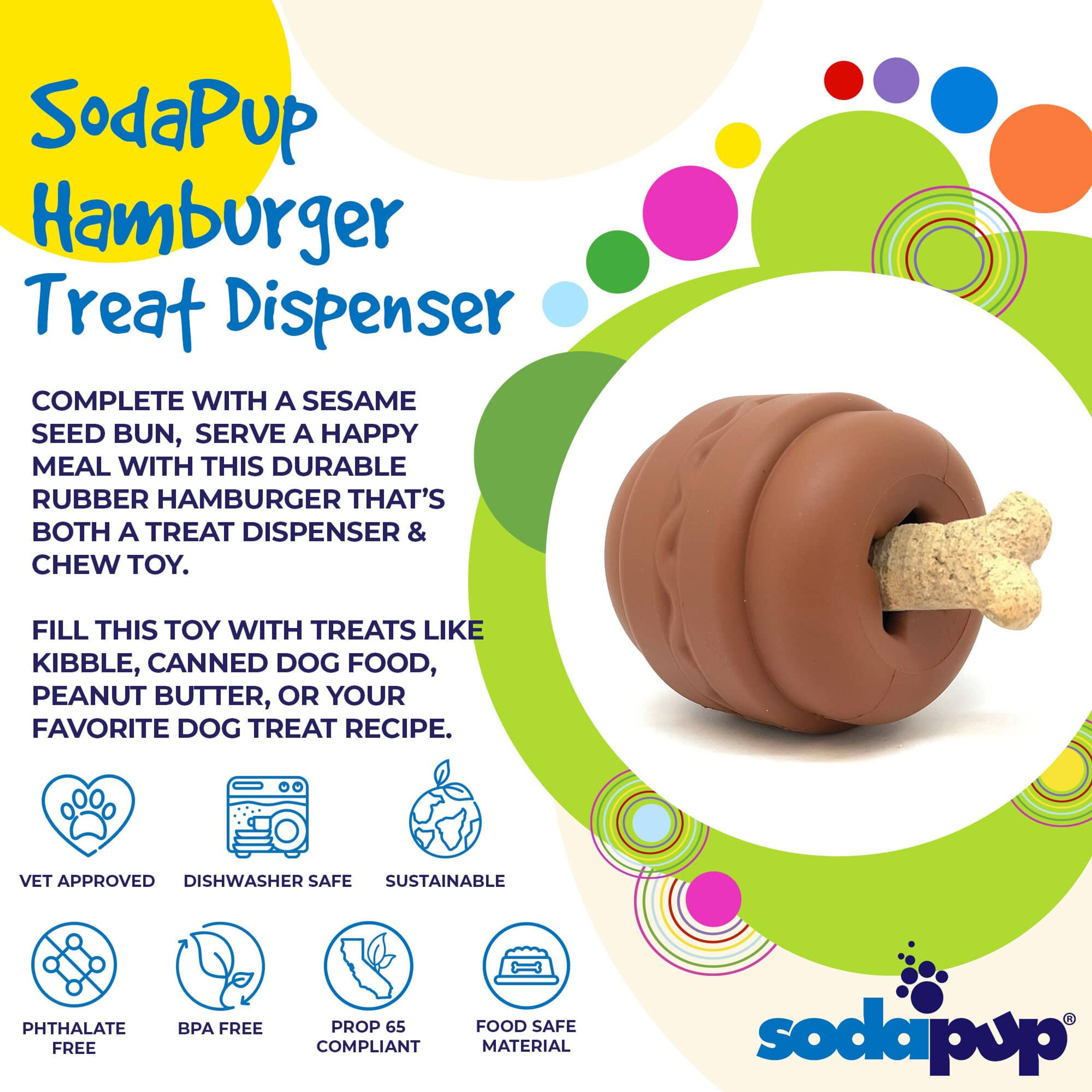 Hamburger Durable Rubber Chew Toy & Treat Dispenser  - Large