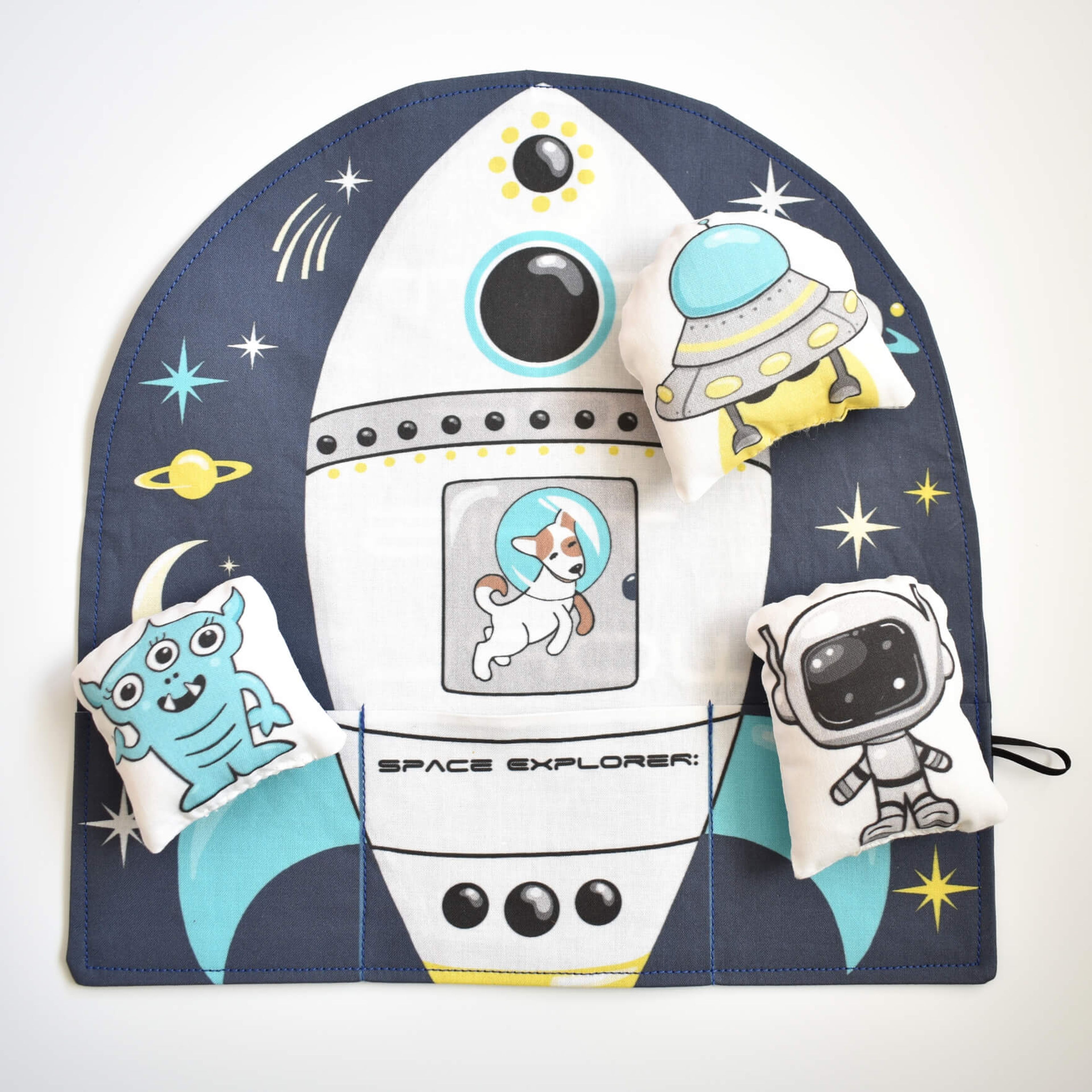 Outer Space Playmat Sewing Kit with 3 Plushies