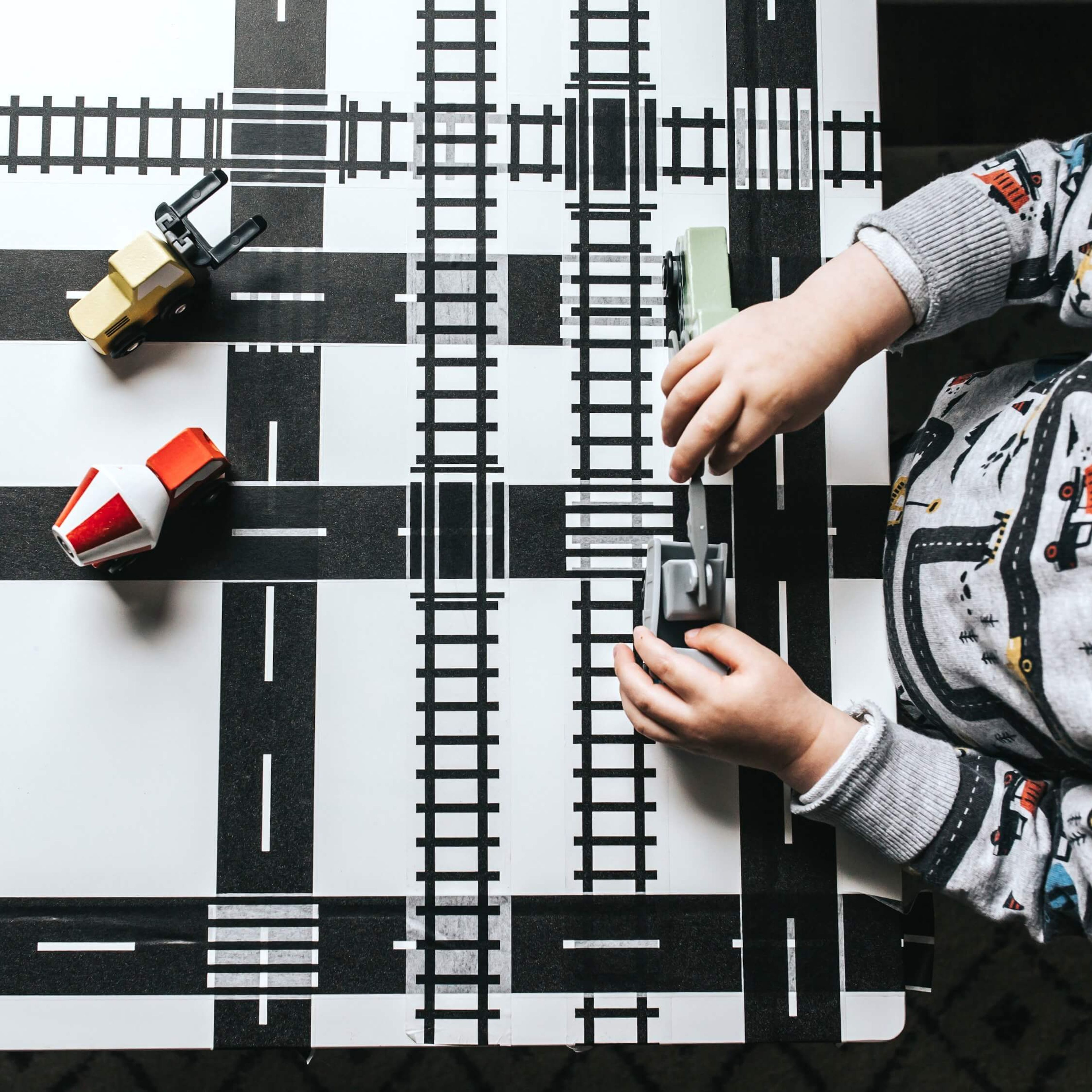 Roadway tape 4-rolls: "He can play with his cars anywhere!"