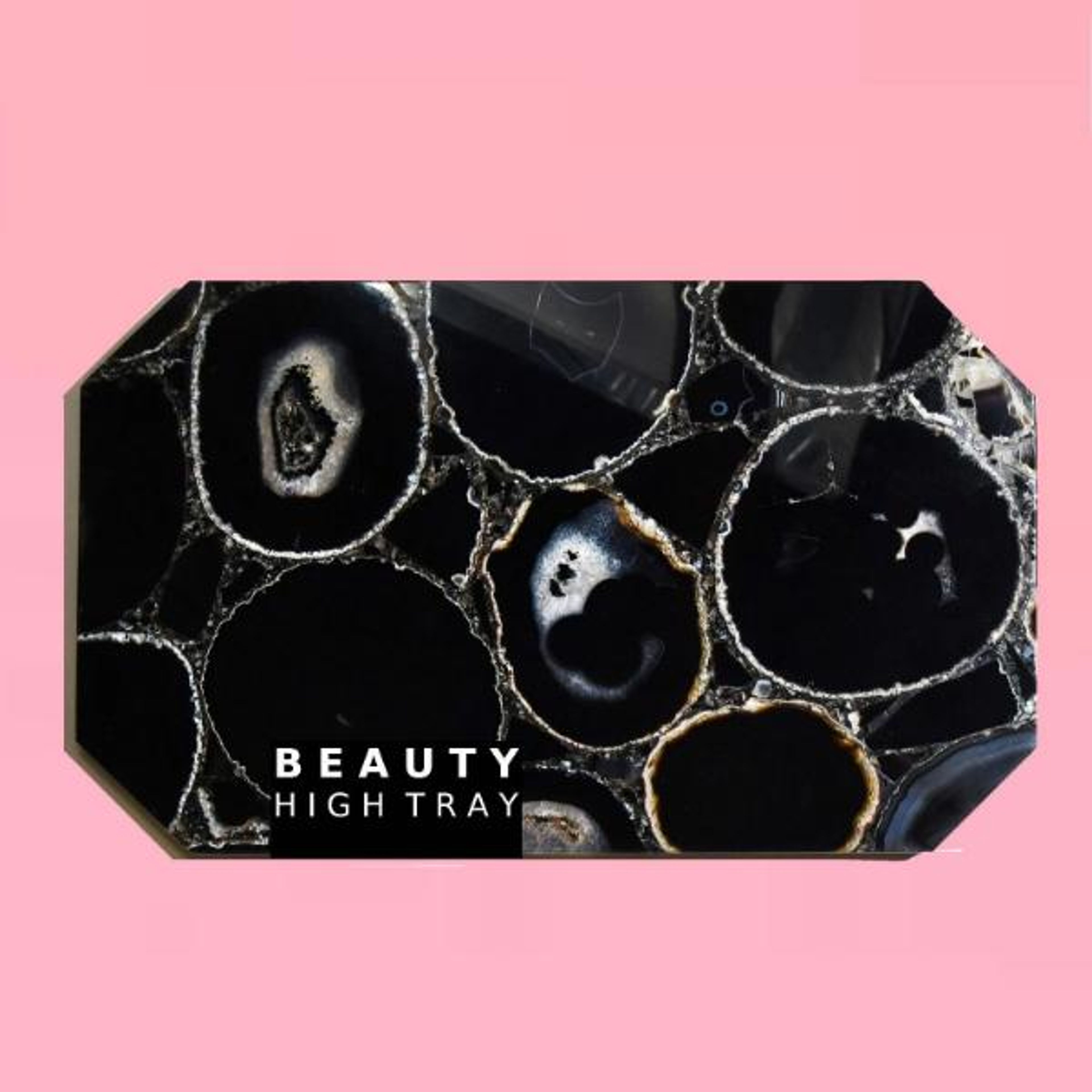 Black Agate Crystal Rectangle Tray