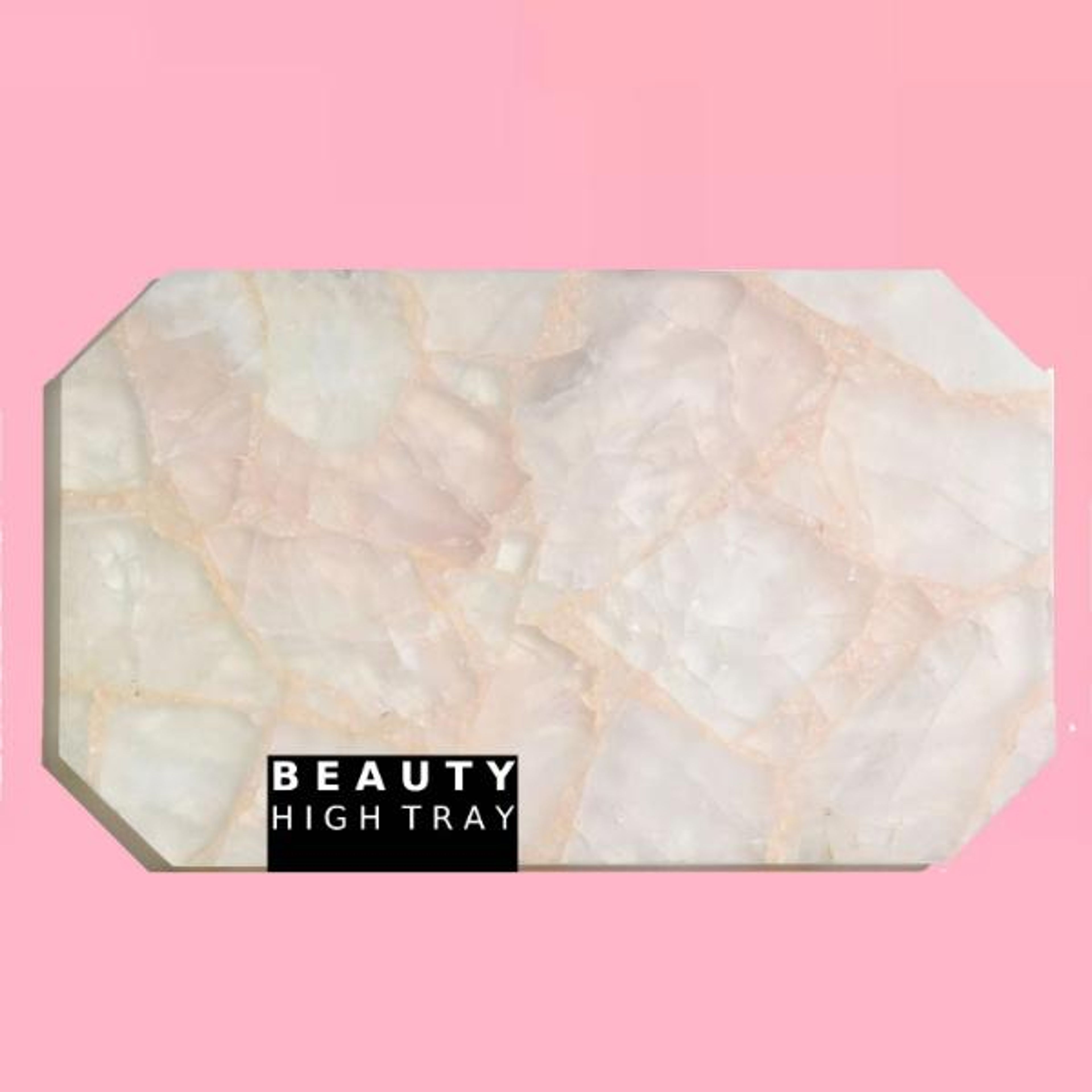 CLEAR ROSY Quartz Crystal Rectangle Tray