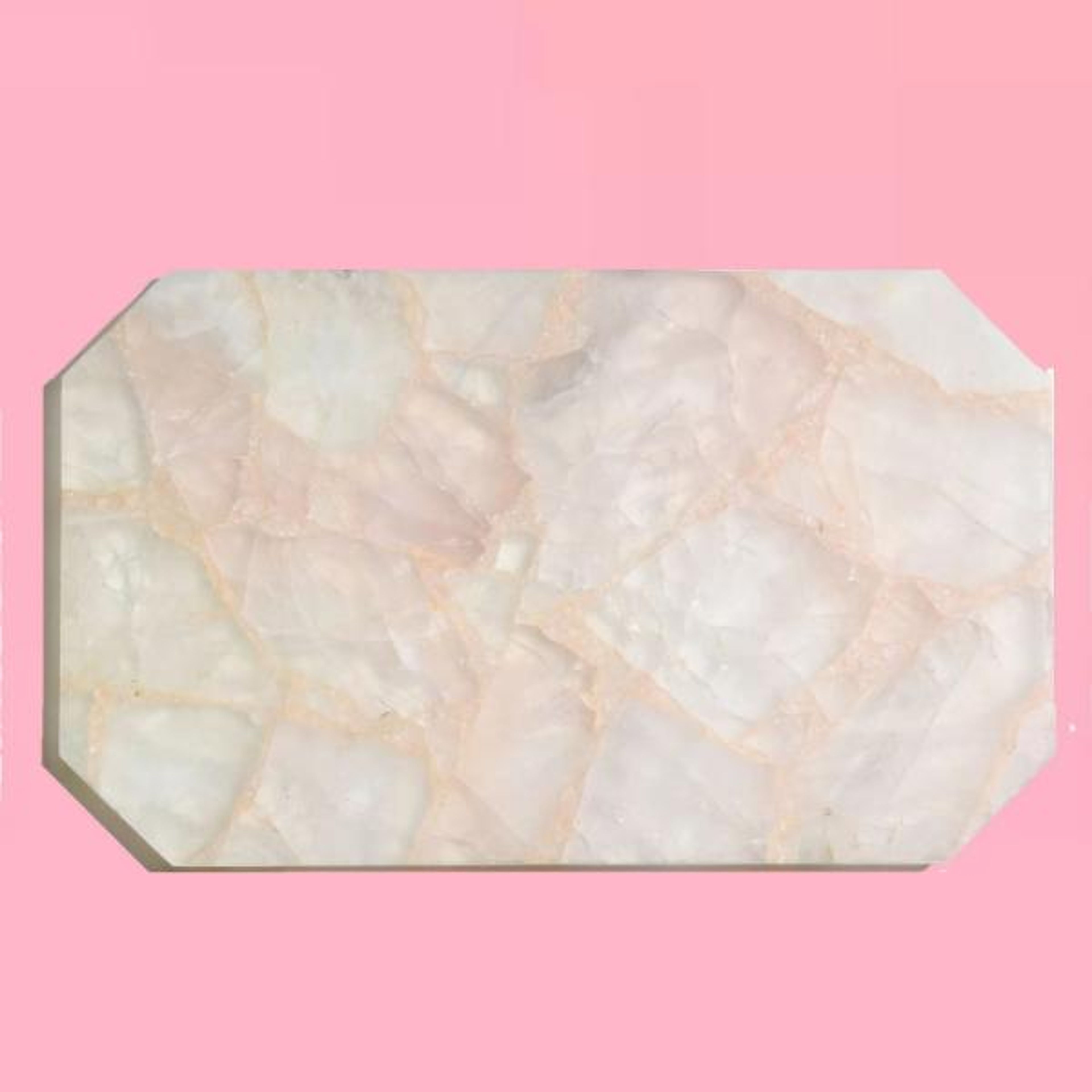 CLEAR ROSY Quartz Crystal Rectangle Tray