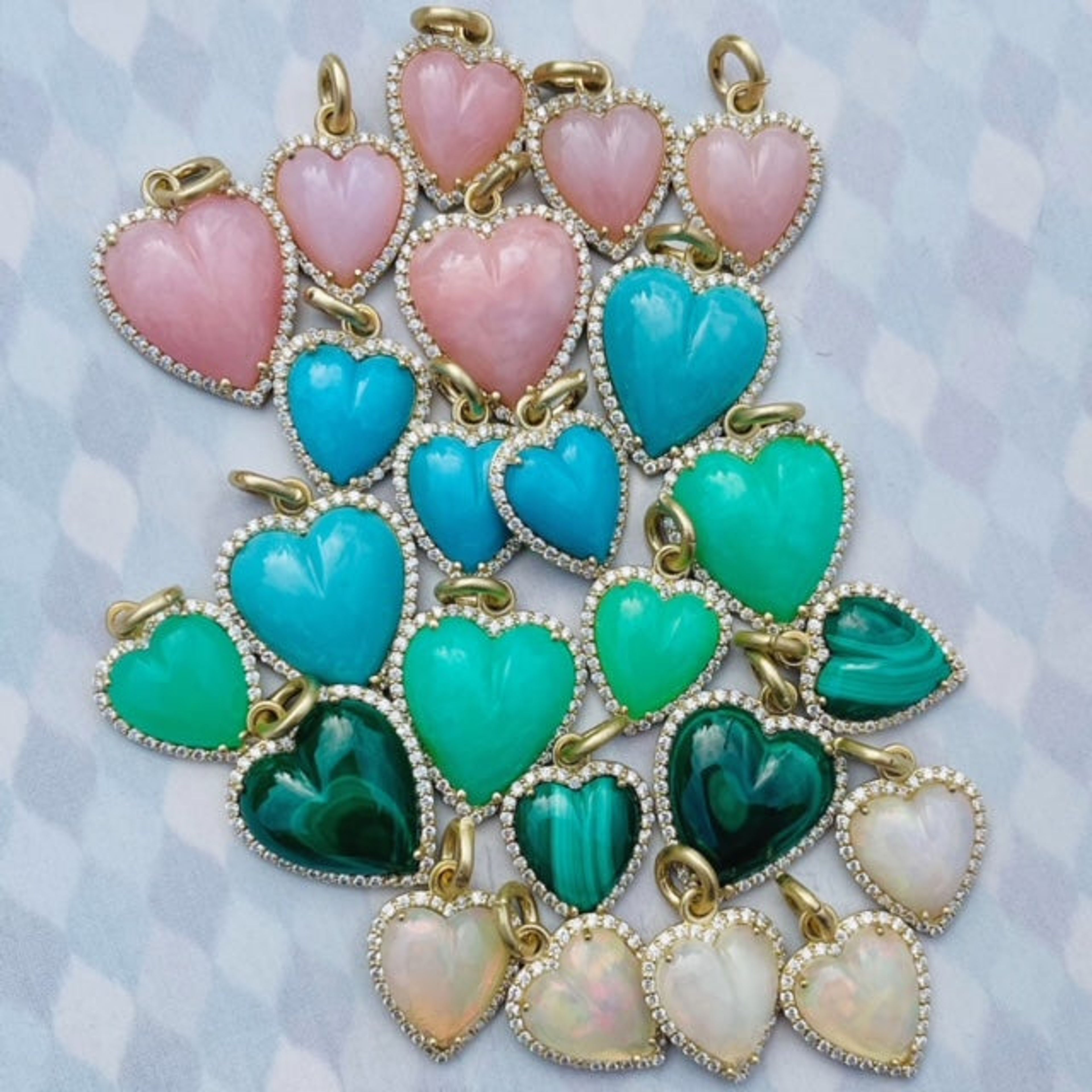 14K Gold Diamond & Turquoise Alana Large Heart Charm