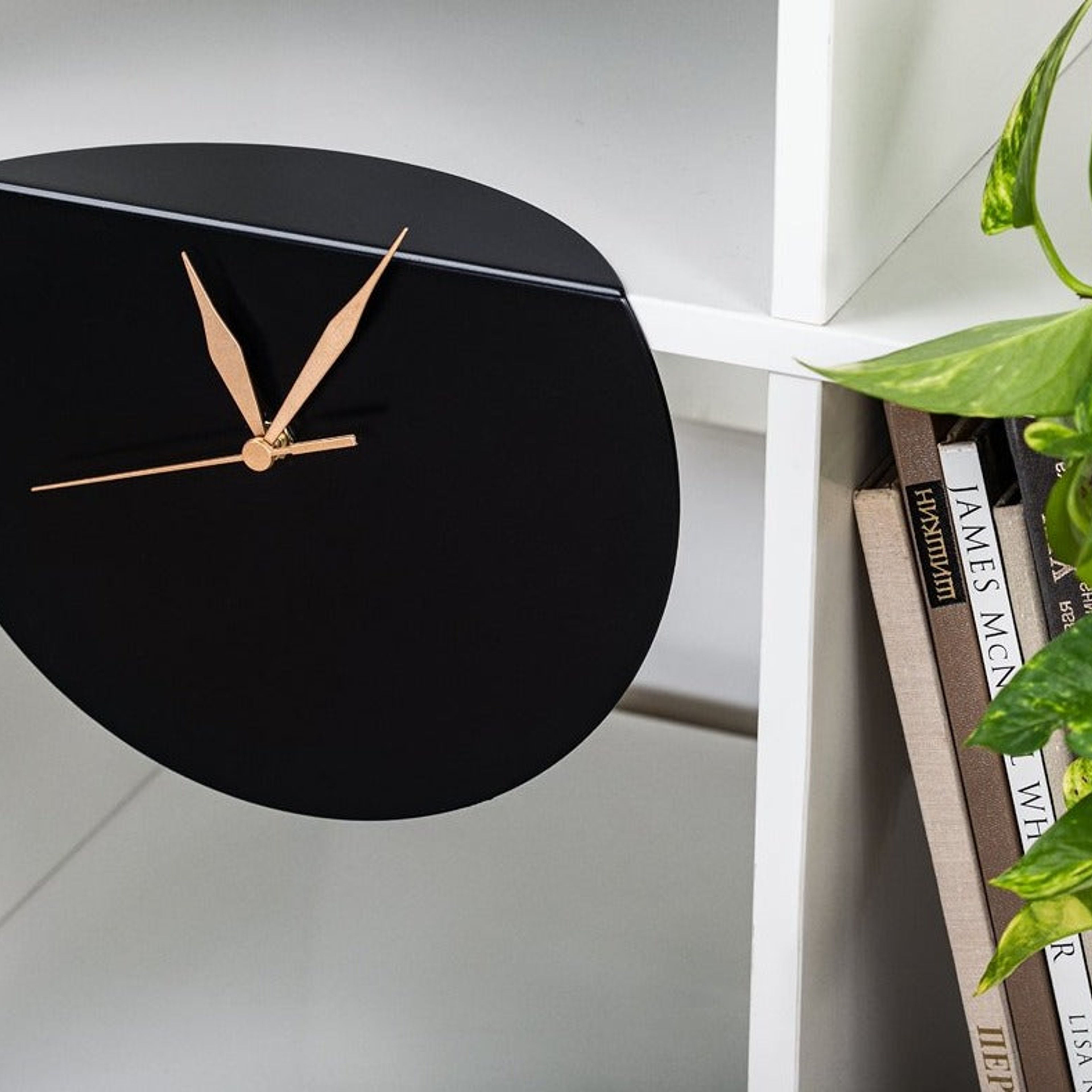 GALA -  Round Black Decorative Floating Clock with Gold Hands